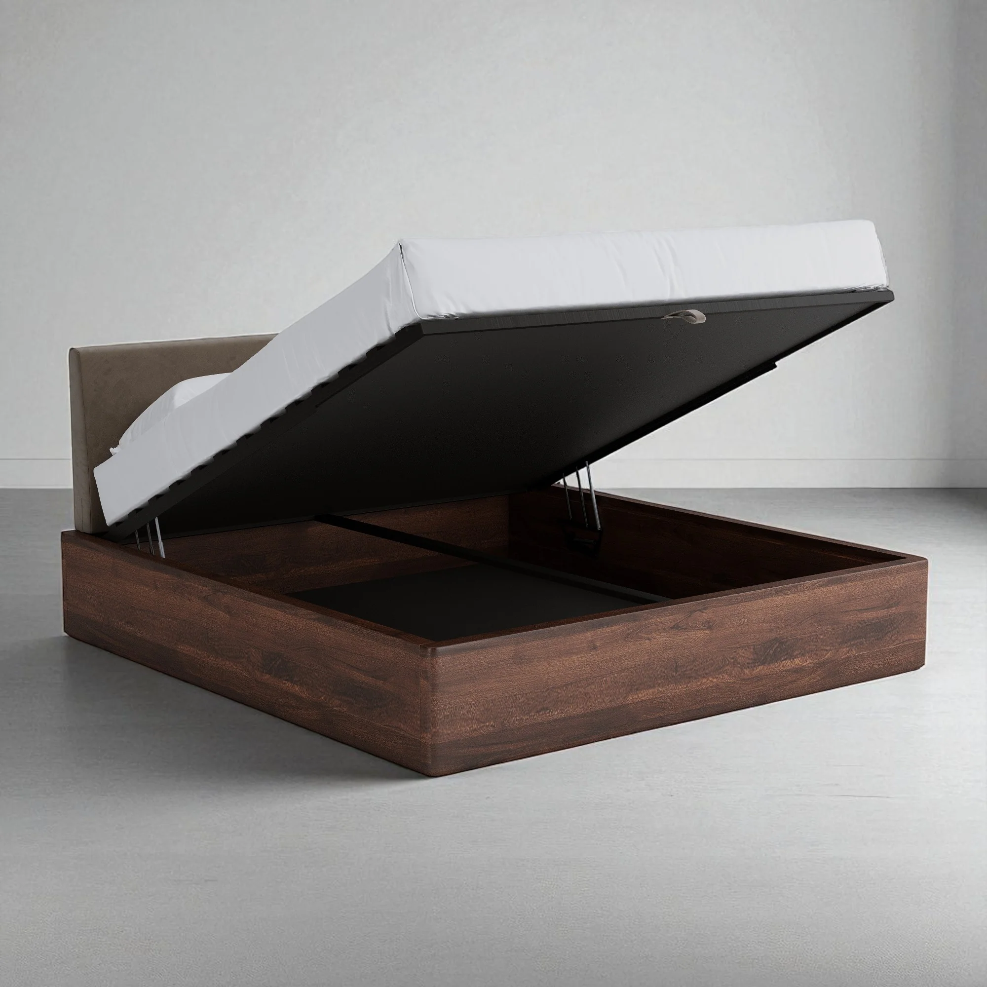 Aari Bed (Built-in Storage) - Solid Teak/Walnut/Oak Wood (Queen) - Image 12