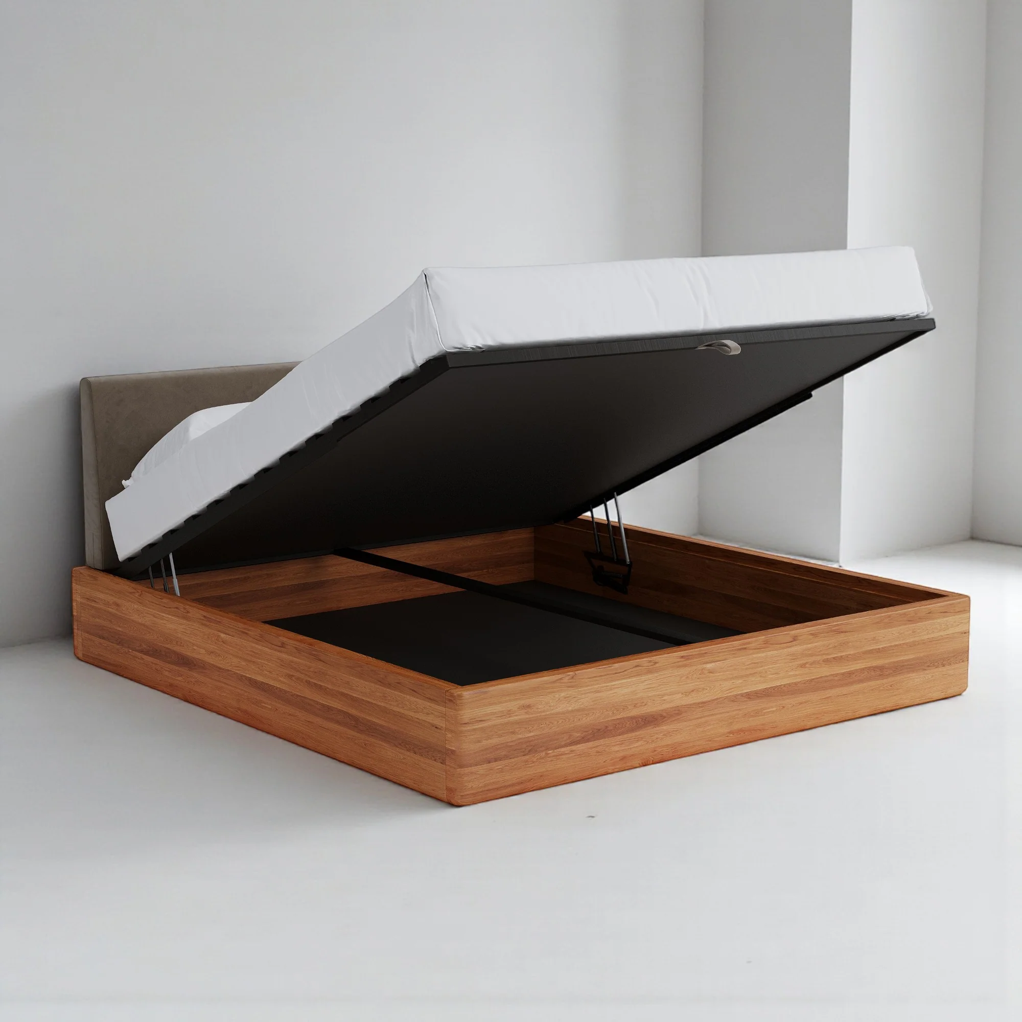 Aari Bed (Built-in Storage) - Solid Teak/Walnut/Oak Wood (Queen) - Image 17