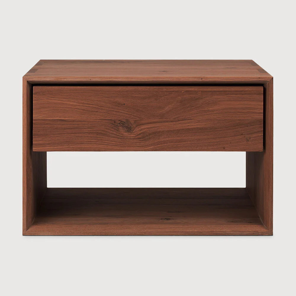 Sael Bedside Table | Solid Walnut/Teak/Oak Wood | 2 Feet Length - Image 6