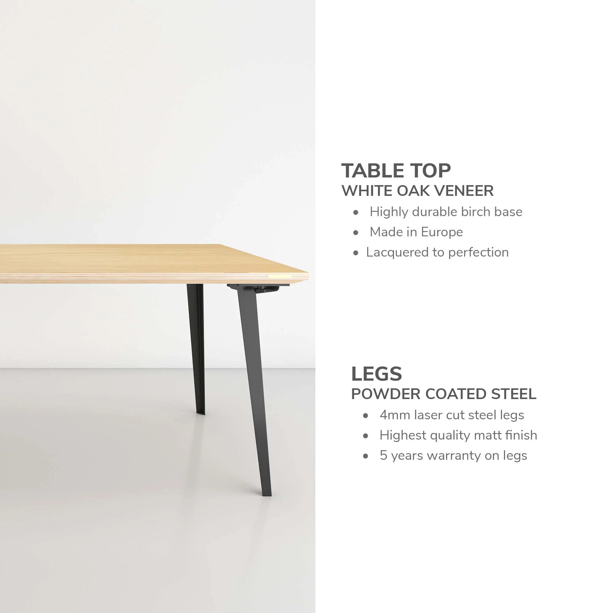 Serenity Dining Table XL (6x3 feet) - White Oak Veneer - Image 14
