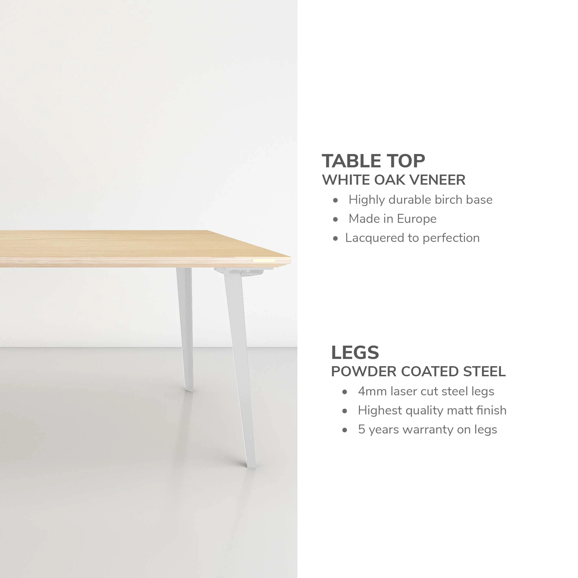 Serenity Dining Table XL (6x3 feet) - White Oak Veneer - Image 7