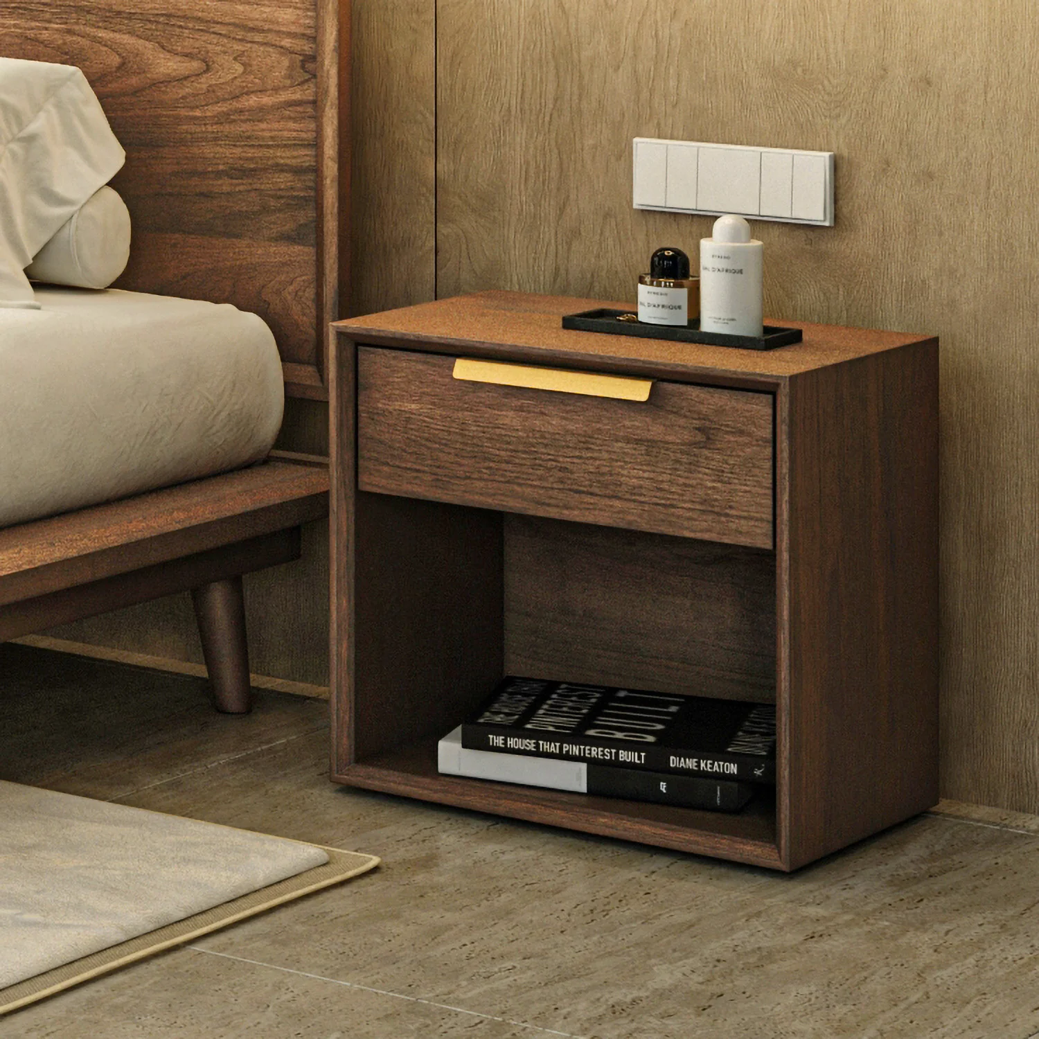 Filo Bedside Table | Solid Walnut/Teak/Oak Wood | 1.5 Feet Length - Image 4