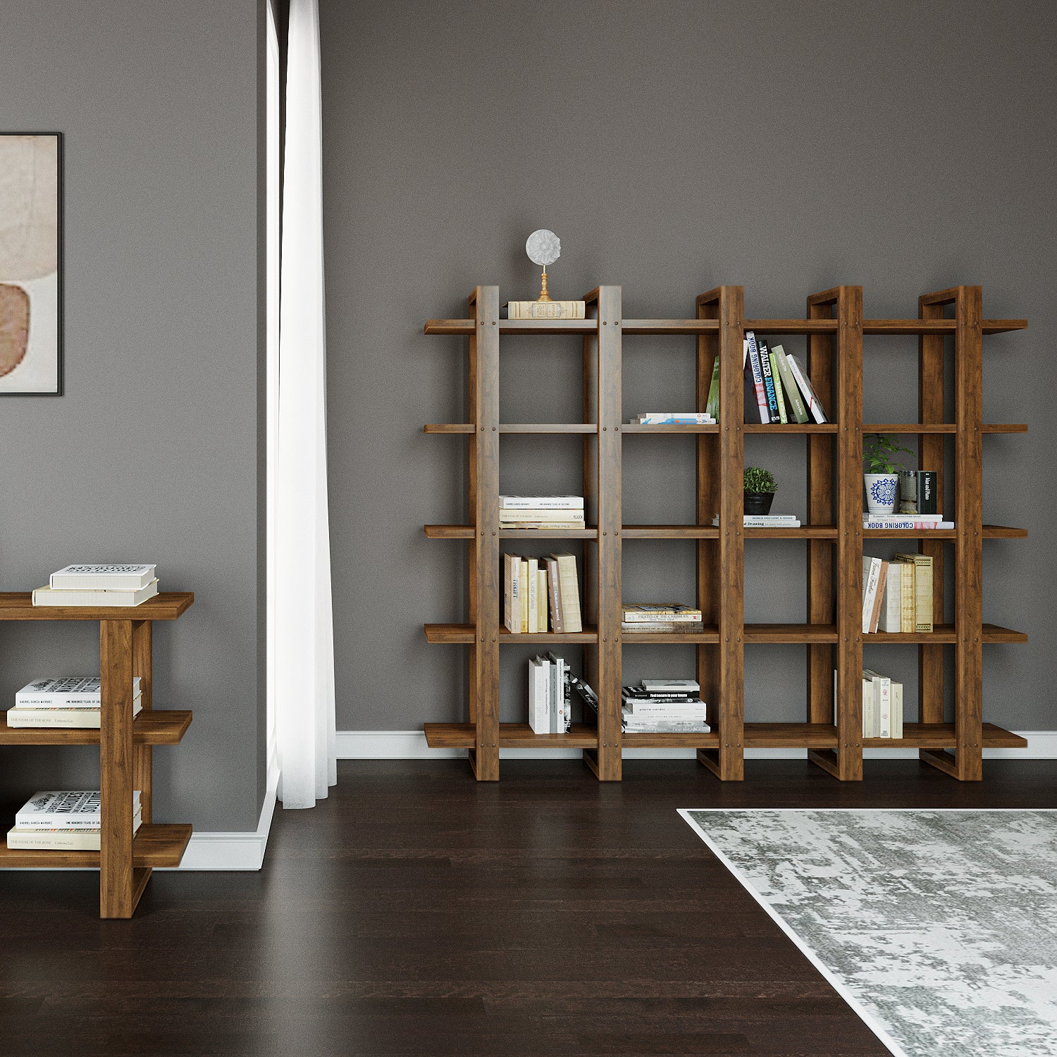 Harmony Shelf/Bookcase - 83" - Solid Teak Wood - Image 3