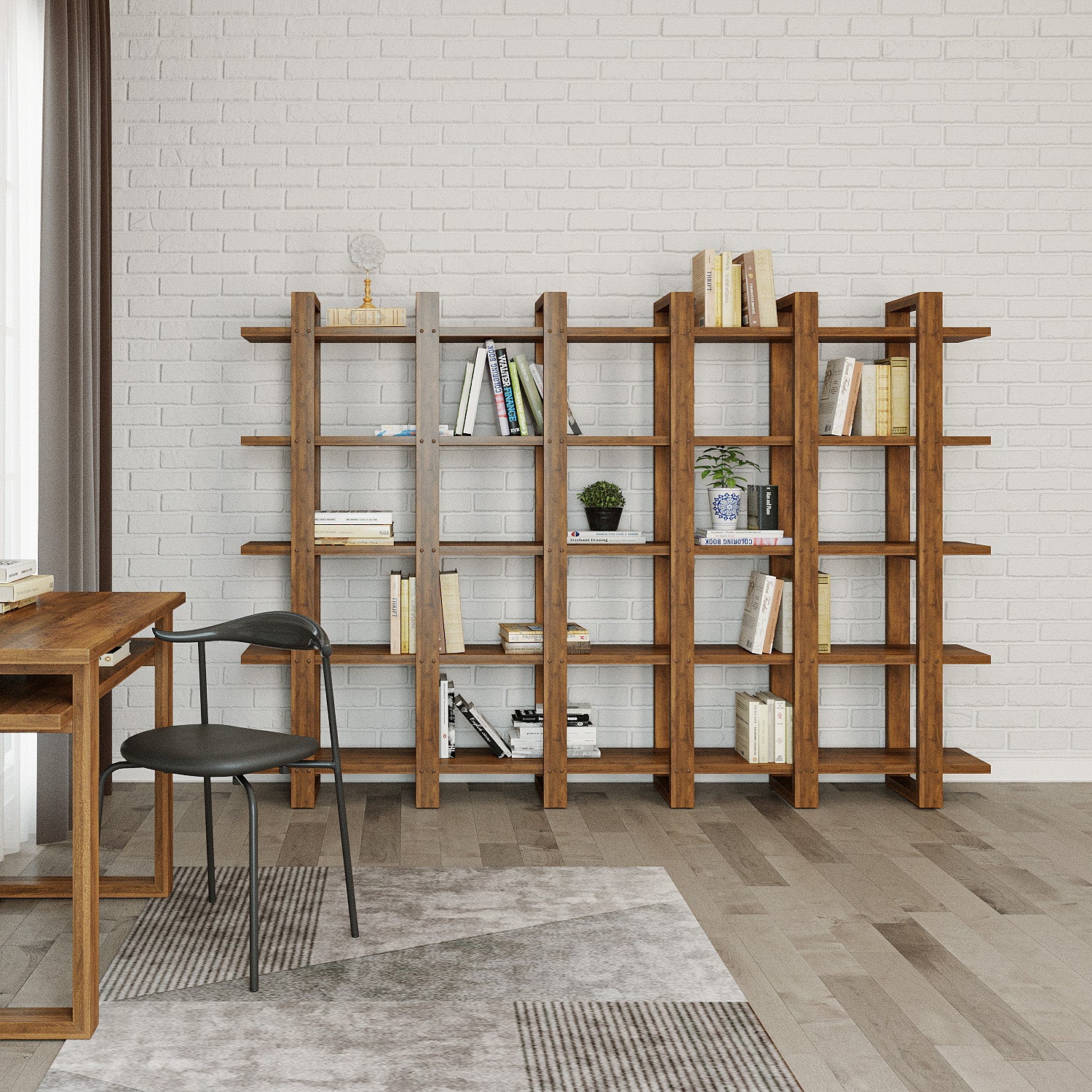 Harmony Shelf/Bookcase - 98" - Solid Teak Wood - Image 7