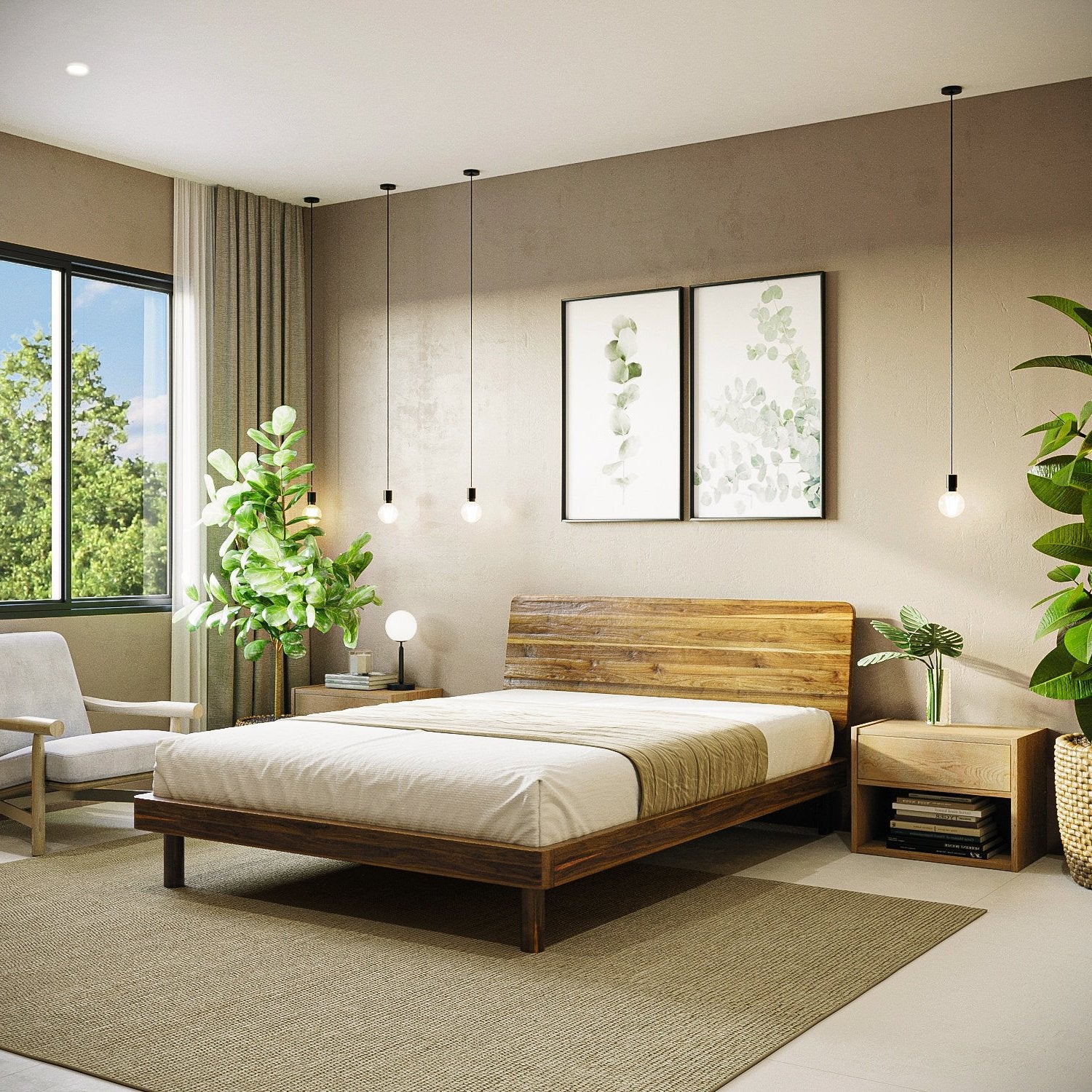Mowa Bed - Solid Teak/Walnut/Oak Wood (Queen) - Image 12