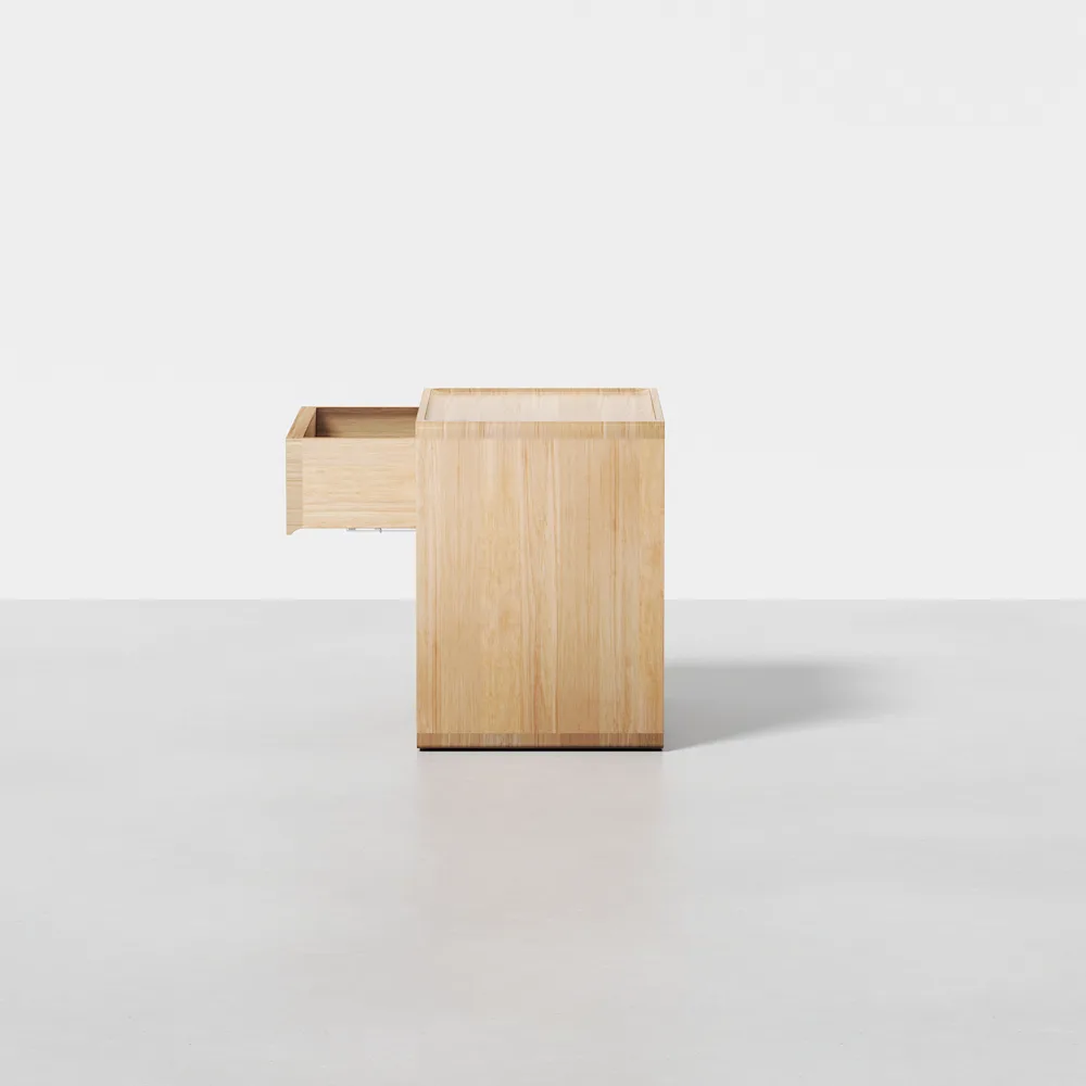 Mowa Bedside Table | Solid Walnut/Teak/Oak Wood | 1.2 Feet Length - Image 15