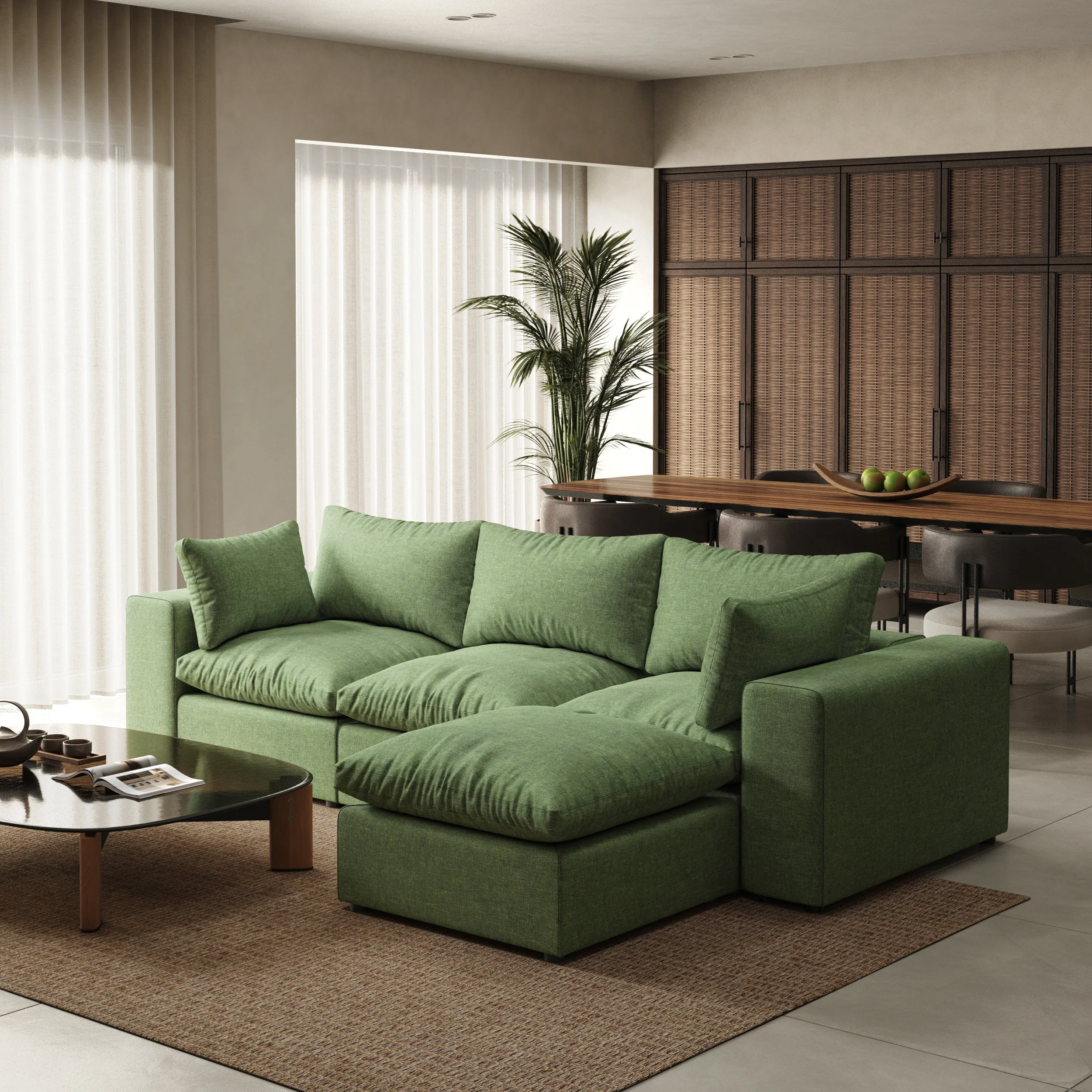 Node 2.0 Sofa | 3 Seater Sofa (9 feet) with Ottoman - Image 9