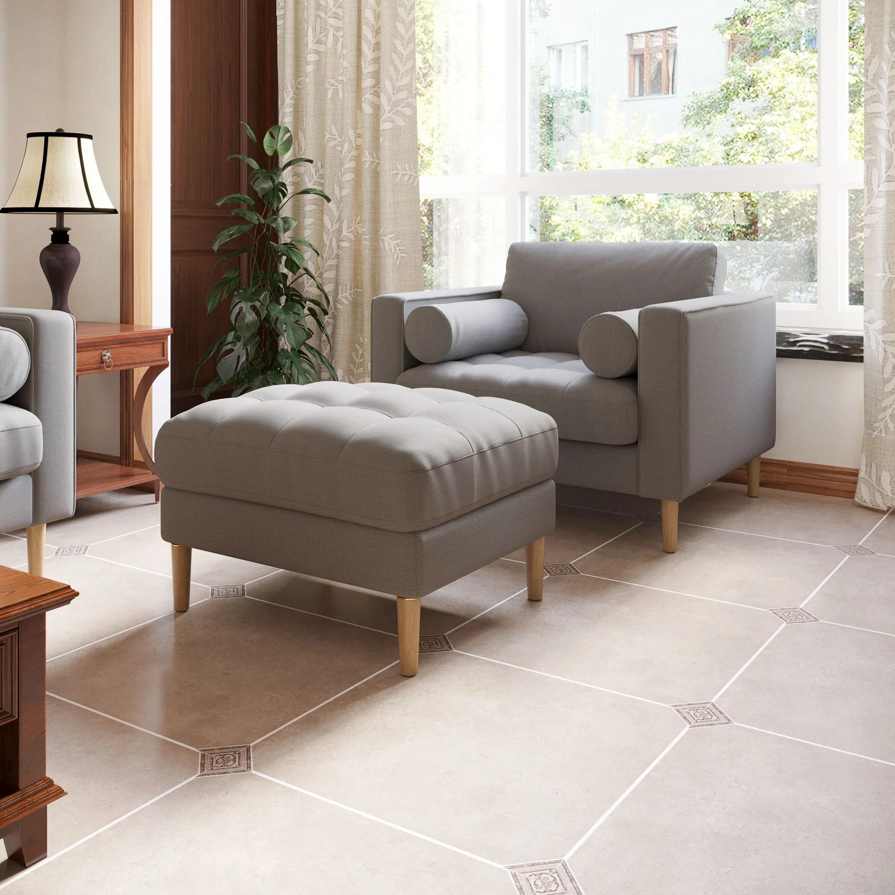 Palo Sofa Ottoman T  | 2.5 feet | Tufted - Image 29