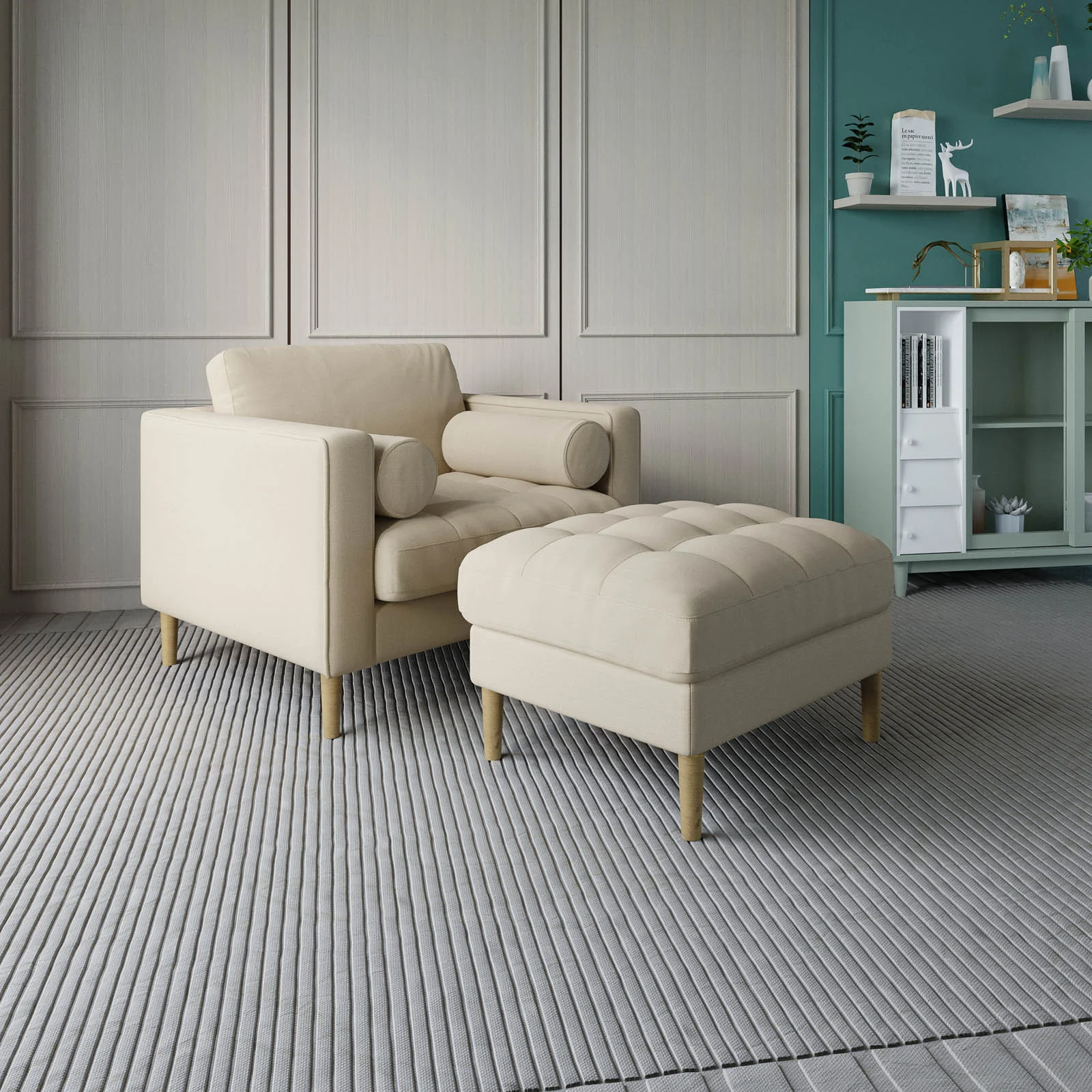 Palo Sofa Ottoman T  | 2.5 feet | Tufted - Image 9