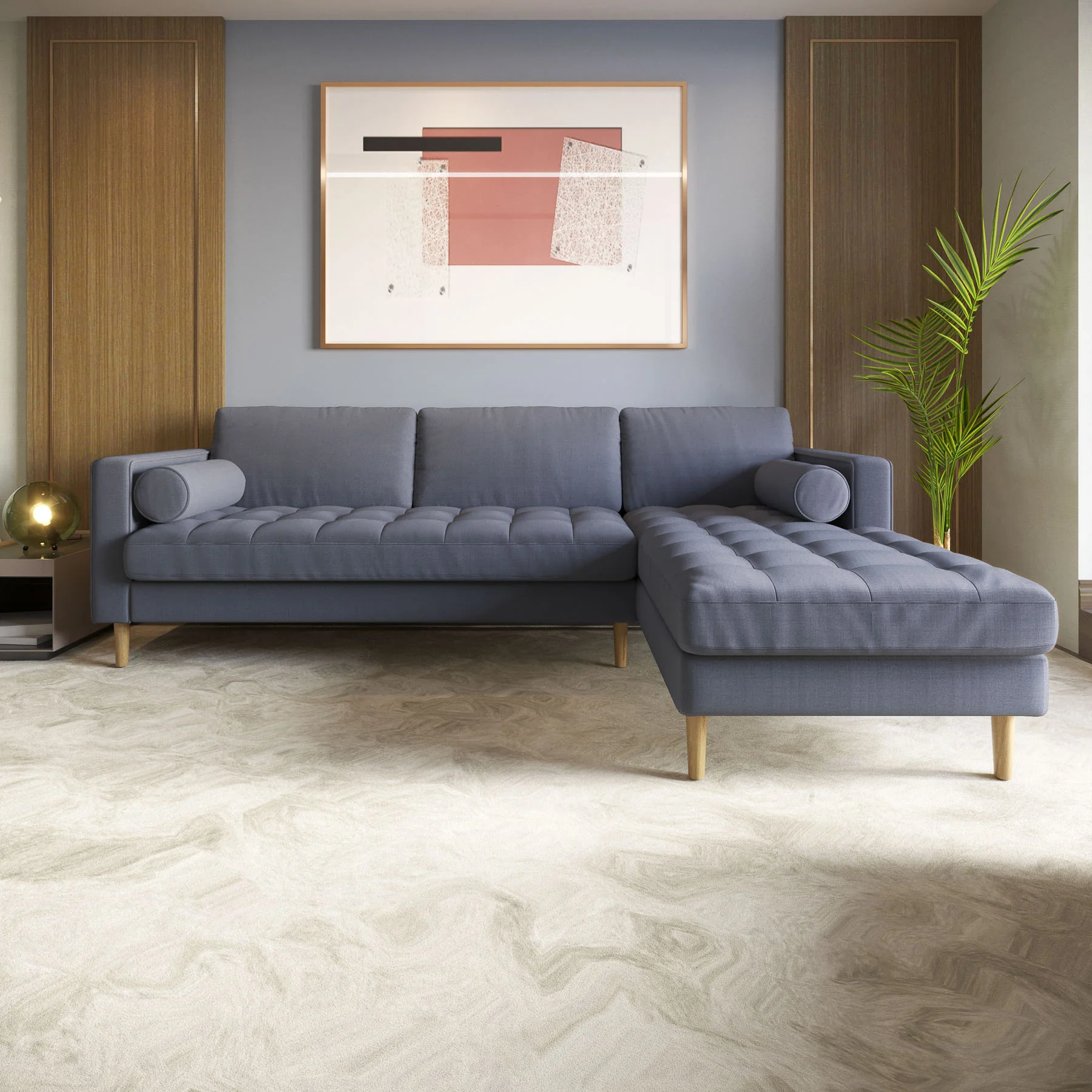 Palo Sofa T | L-Shaped Sectional with Chaise (8.25 feet length) | Tufted - Image 22