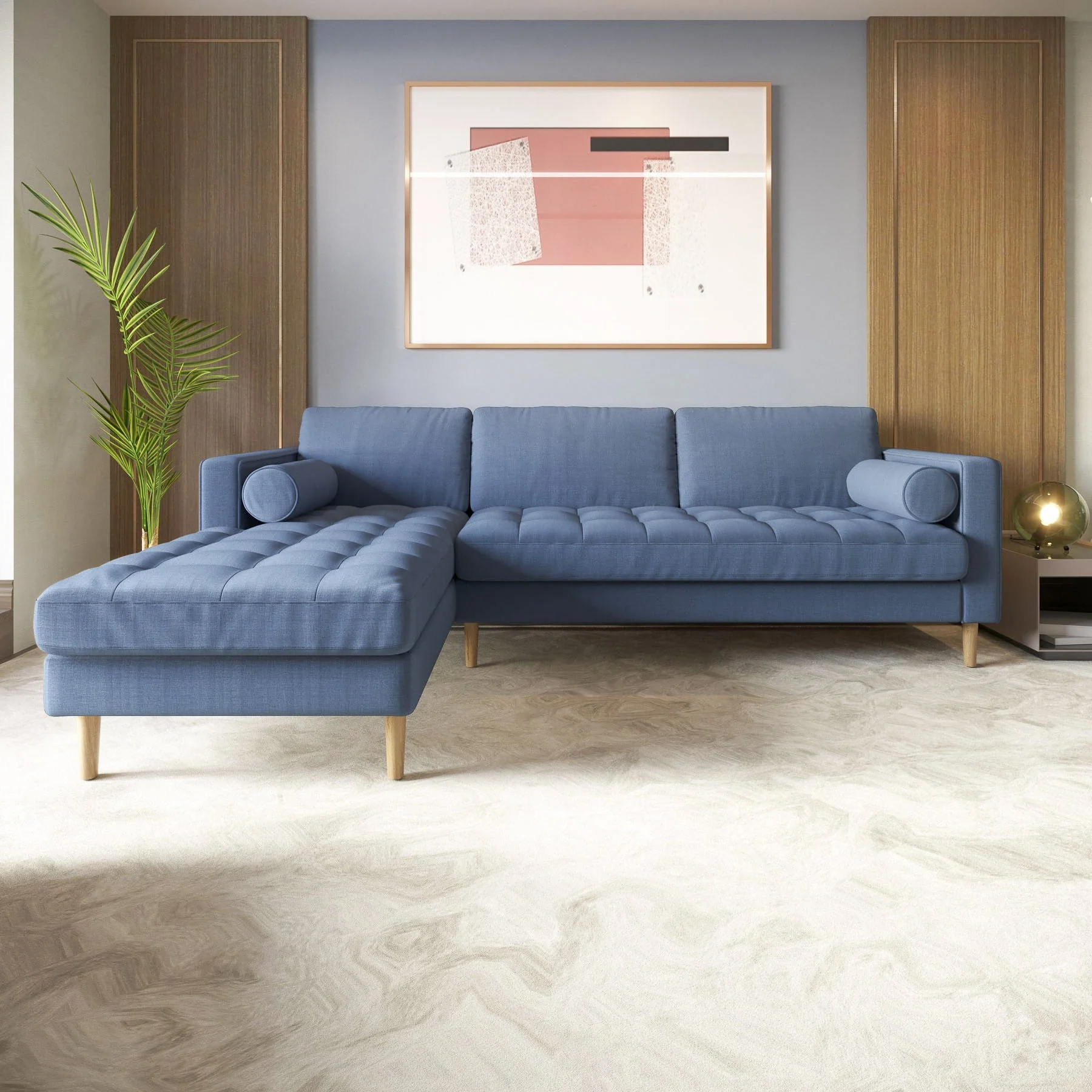 Palo Sofa T | L-Shaped Sectional with Chaise (8.25 feet length) | Tufted - Image 35