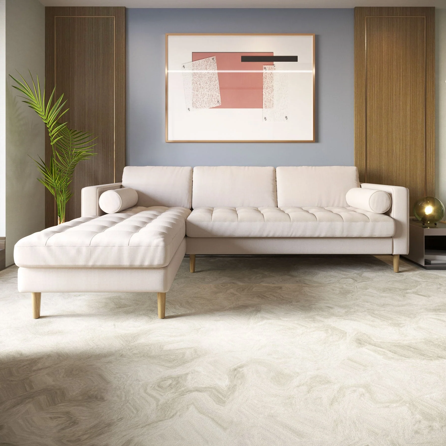 Palo Sofa T | L-Shaped Sectional with Chaise (8.25 feet length) | Tufted - Image 42