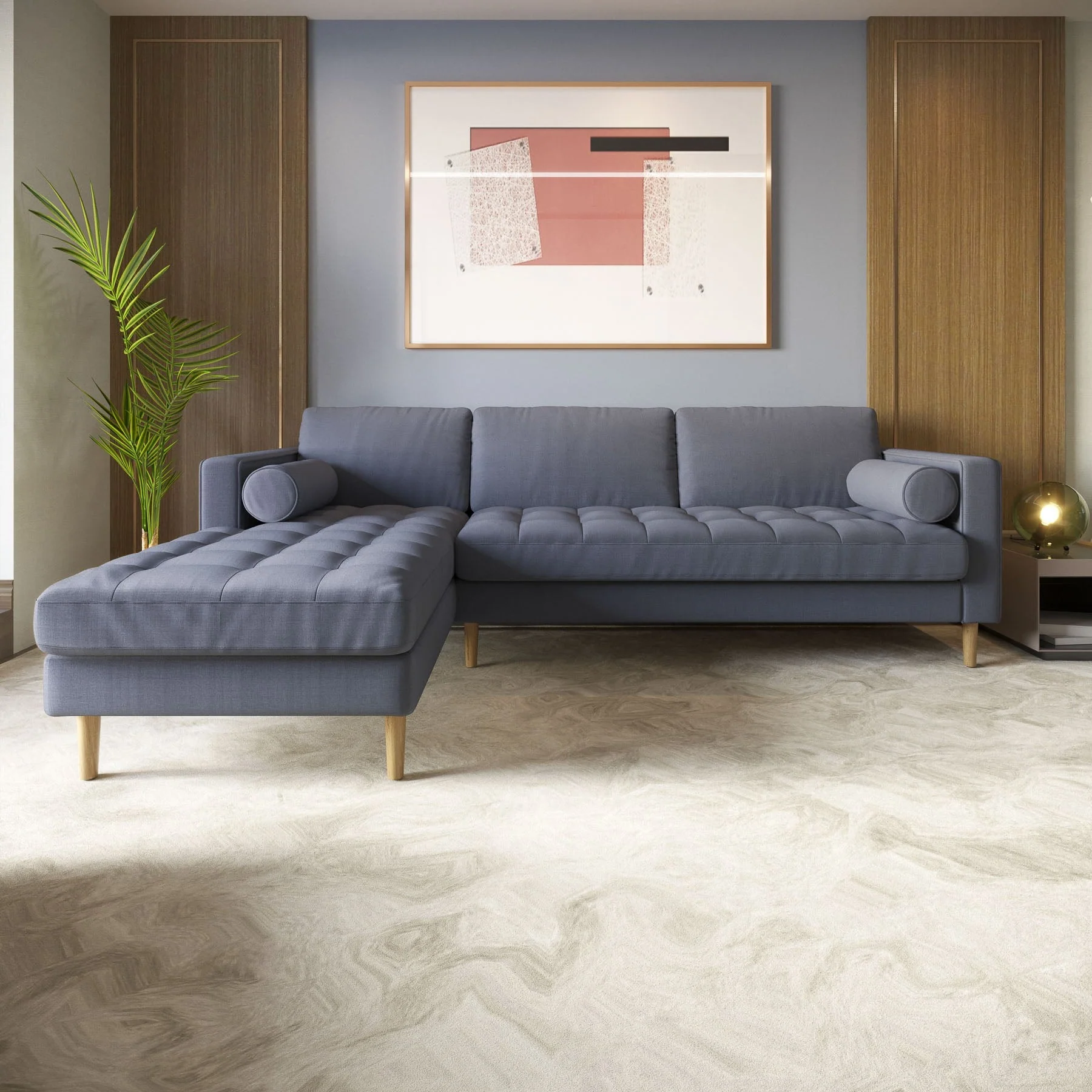 Palo Sofa T | L-Shaped Sectional with Chaise (8.25 feet length) | Tufted - Image 49