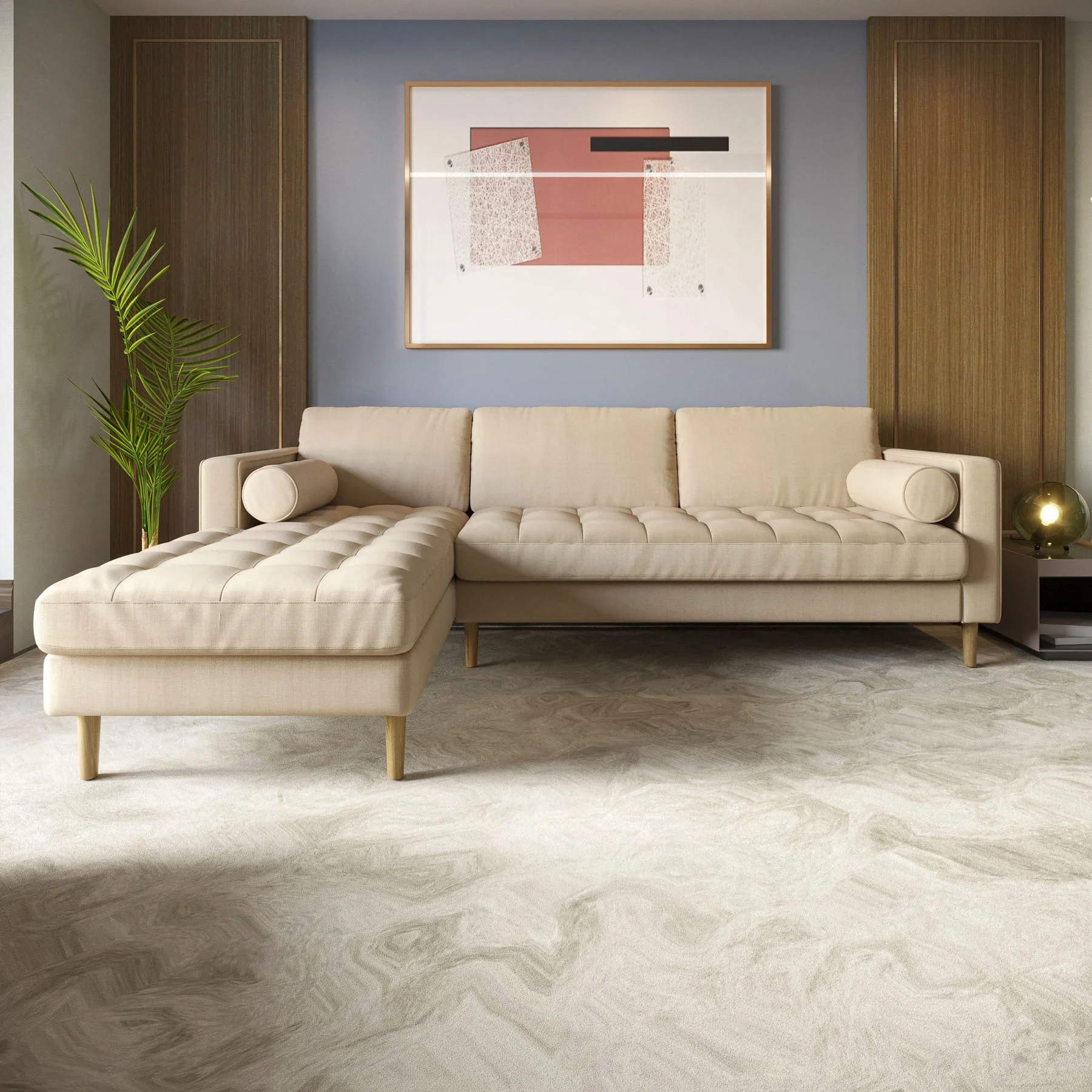 Palo Sofa T | L-Shaped Sectional with Chaise (8.25 feet length) | Tufted - Image 56