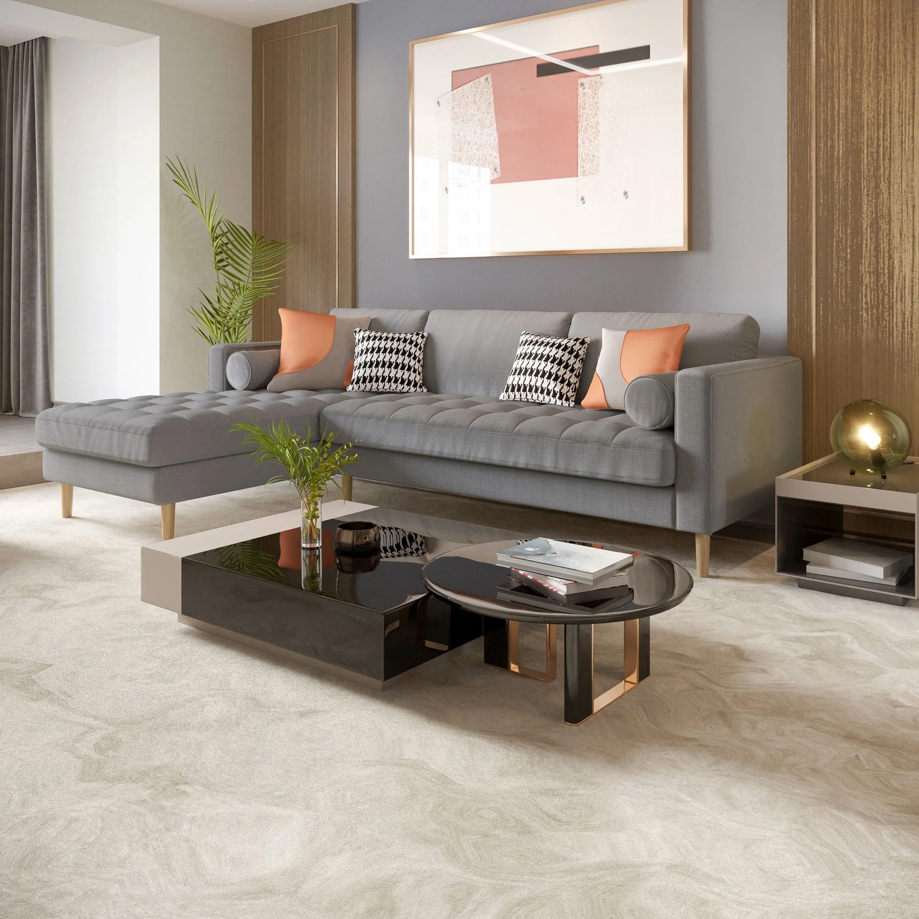 Palo Sofa T | L-Shaped Sectional with Chaise (8.25 feet length) | Tufted - Image 63
