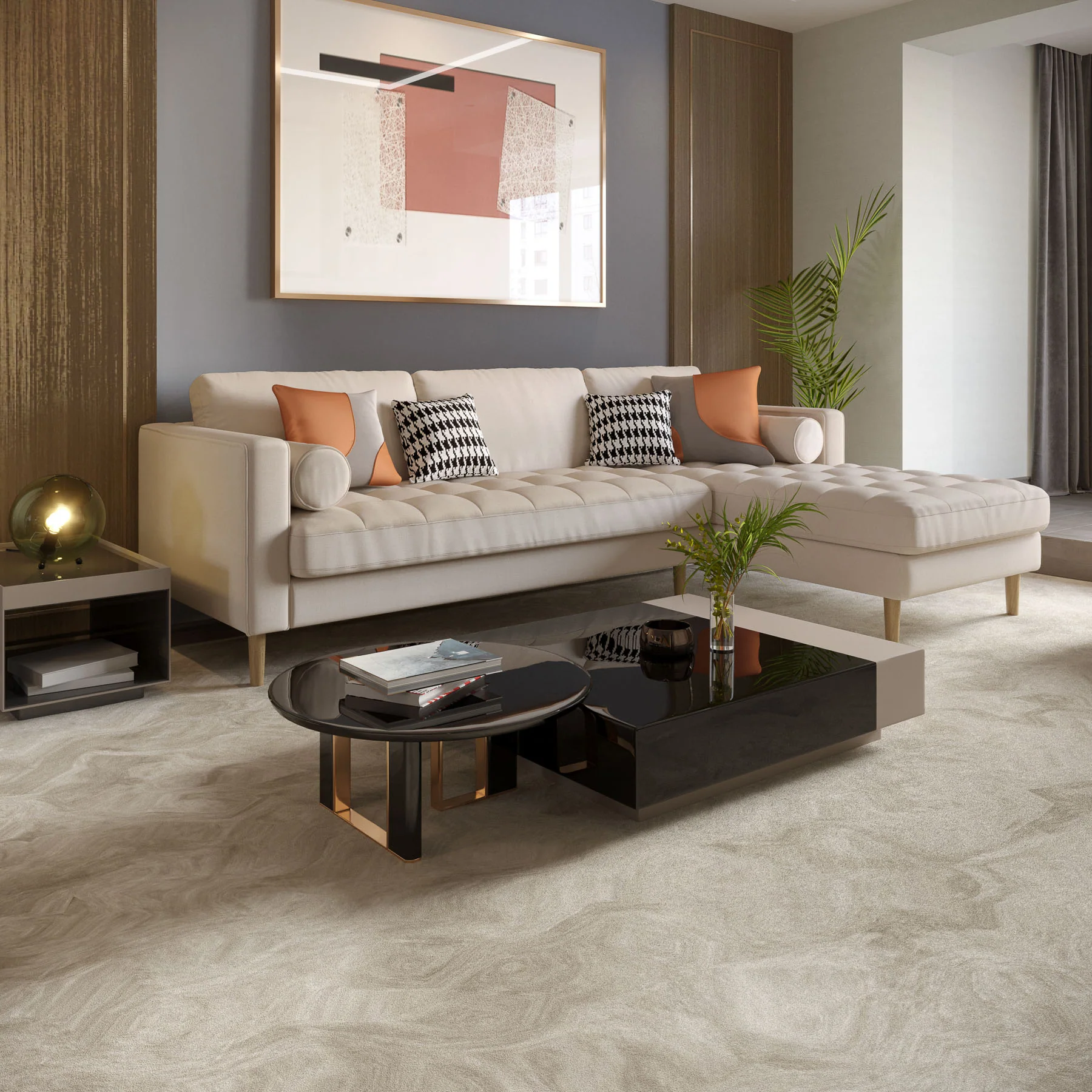 Palo Sofa T | L-Shaped Sectional with Chaise (8.25 feet length) | Tufted - Image 9