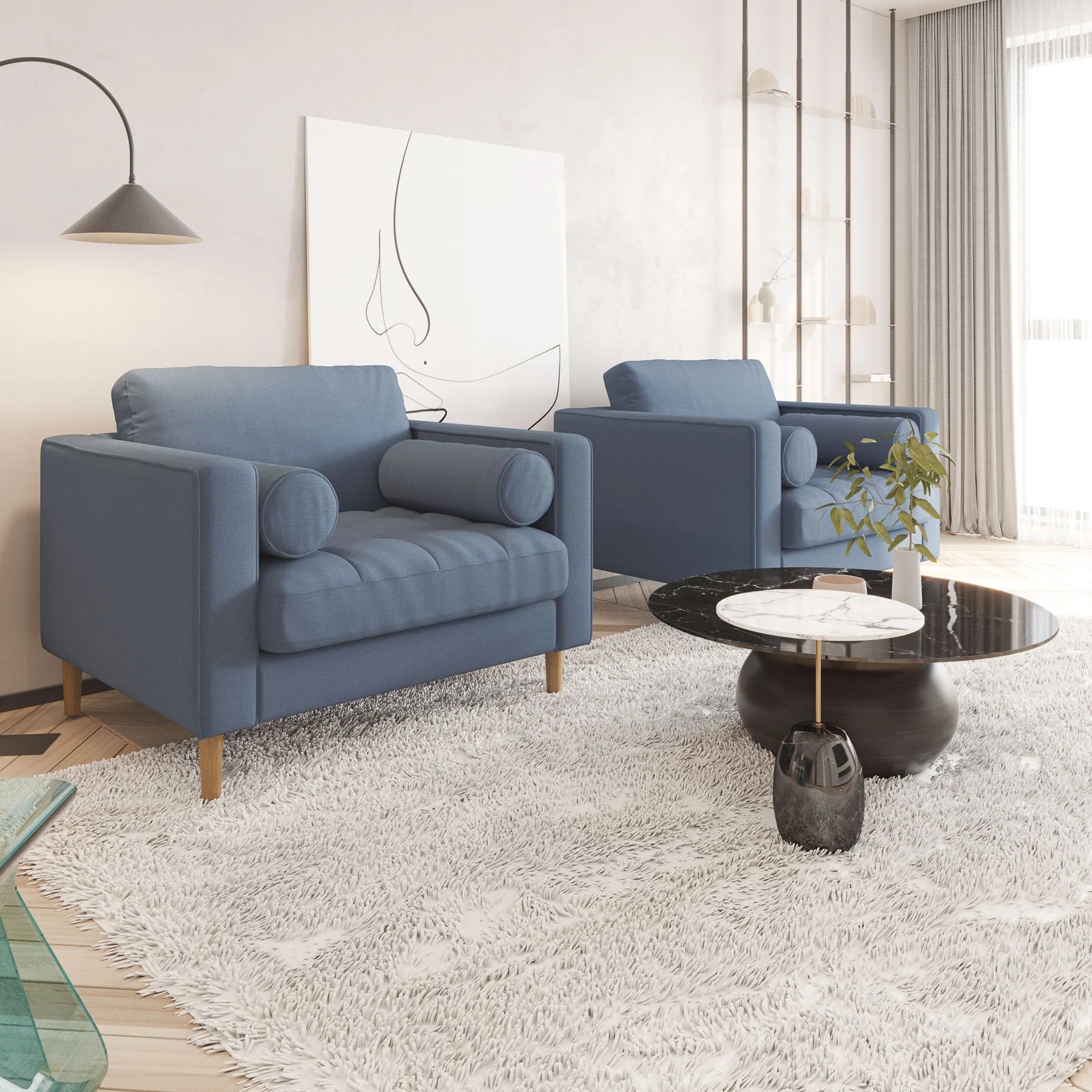 Palo Sofa T | Chair (3.5 feet length) | Tufted - Image 10