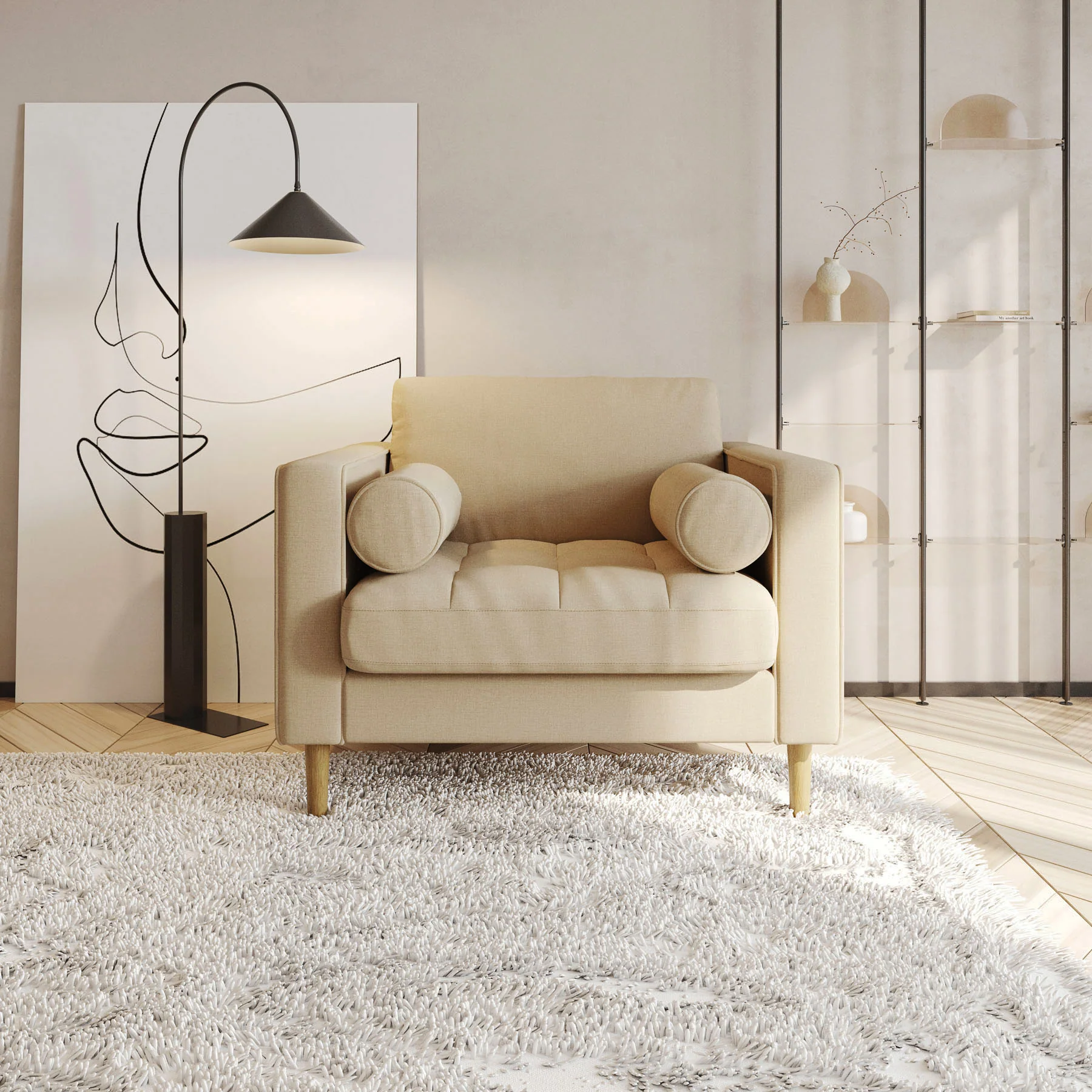 Palo Sofa T | Chair (3.5 feet length) | Tufted - Image 17