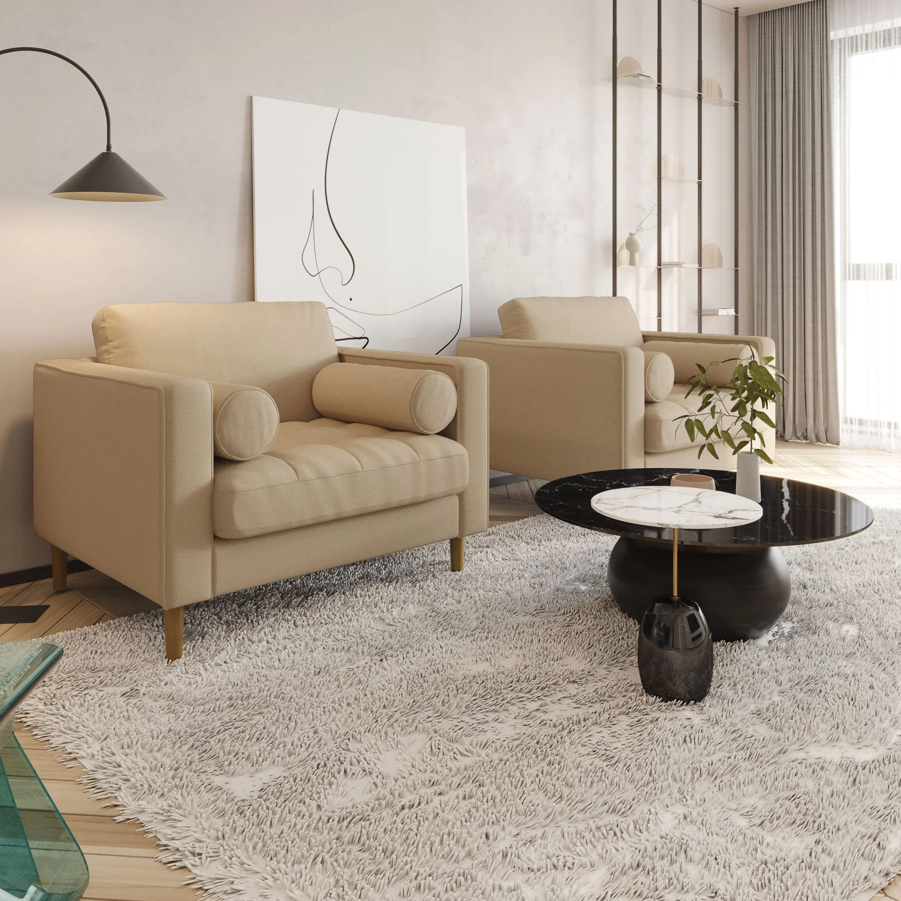 Palo Sofa T | Chair (3.5 feet length) | Tufted - Image 18