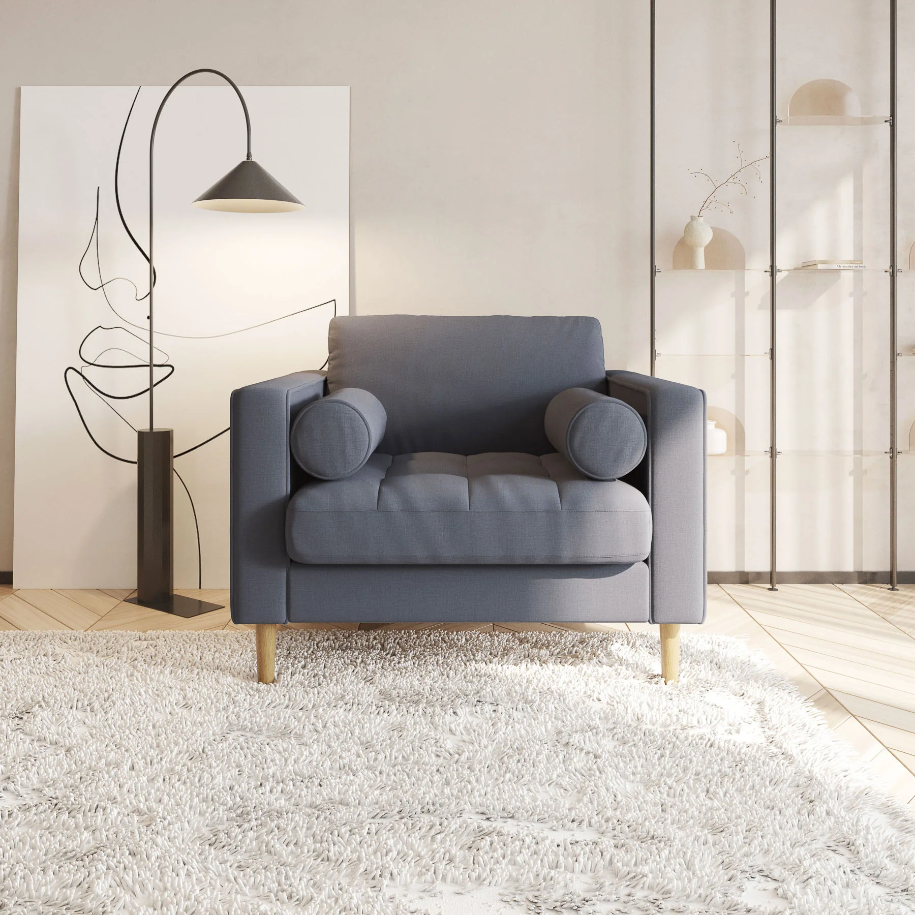 Palo Sofa T | Chair (3.5 feet length) | Tufted - Image 25
