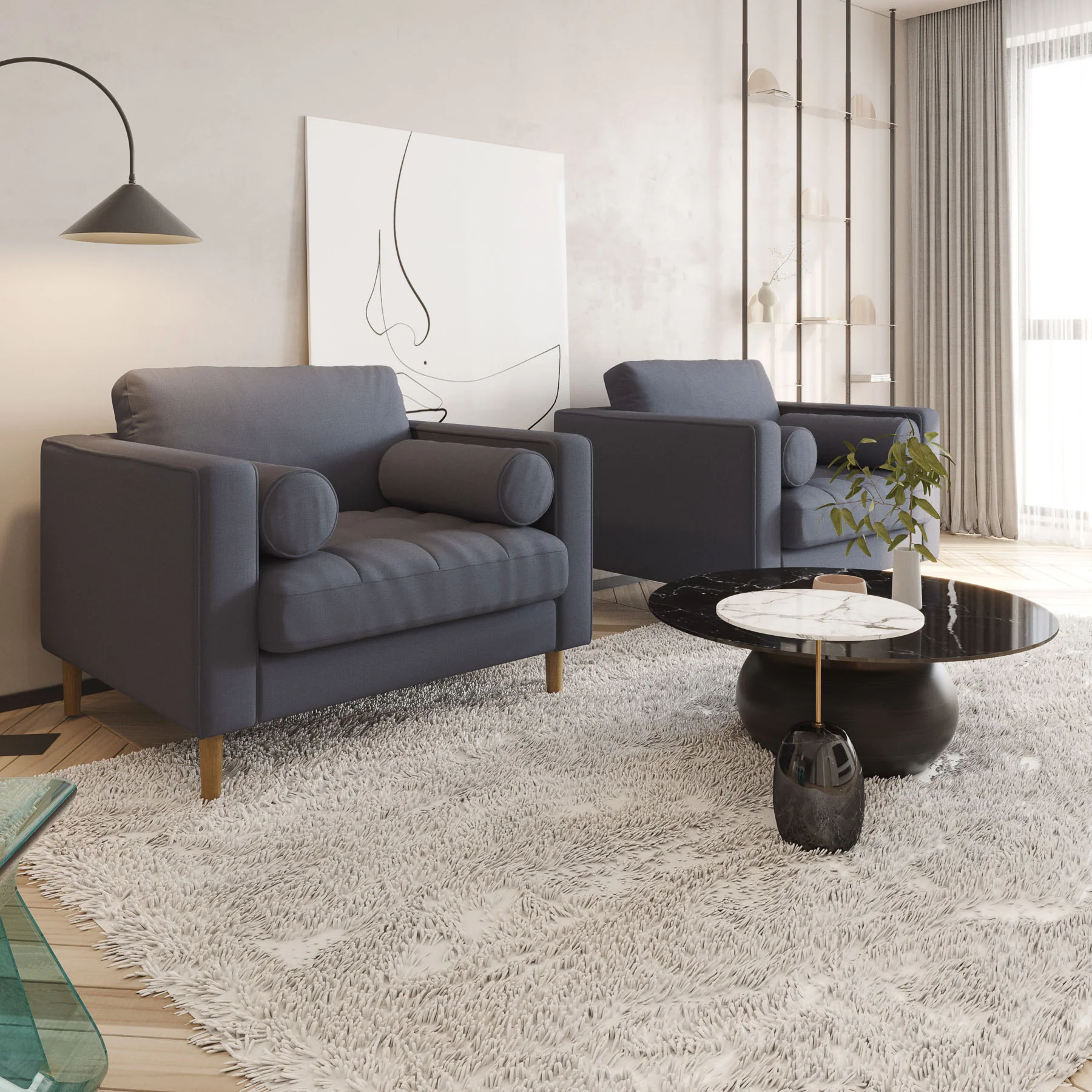 Palo Sofa T | Chair (3.5 feet length) | Tufted - Image 26