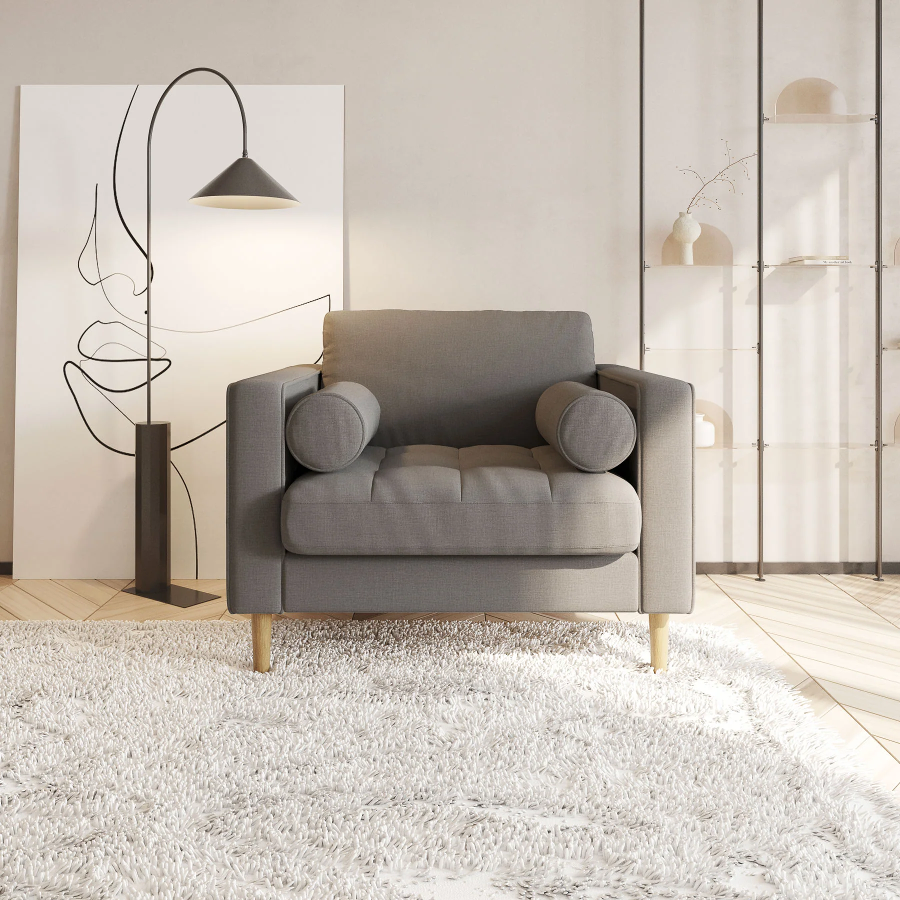 Palo Sofa T | Chair (3.5 feet length) | Tufted - Image 33