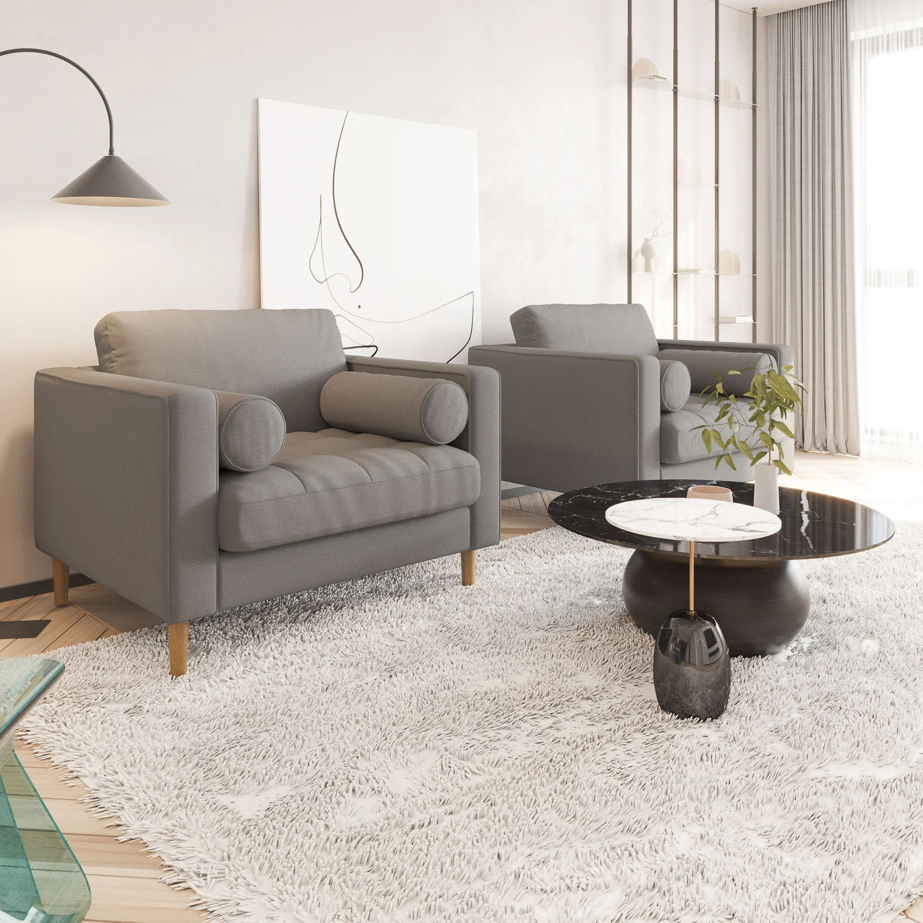 Palo Sofa T | Chair (3.5 feet length) | Tufted - Image 39