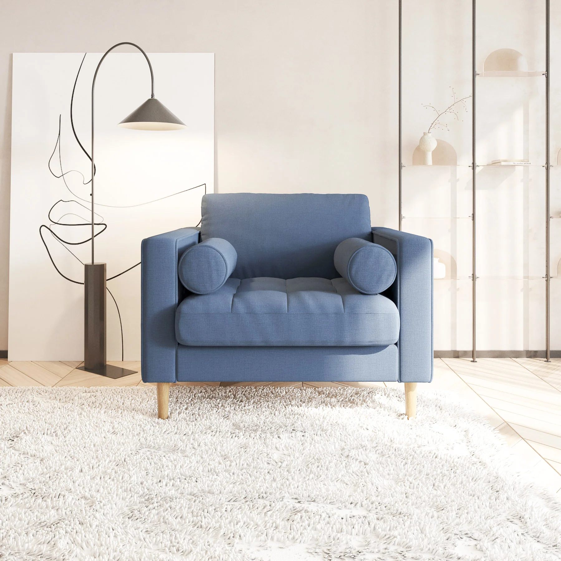 Palo Sofa T | Chair (3.5 feet length) | Tufted - Image 9