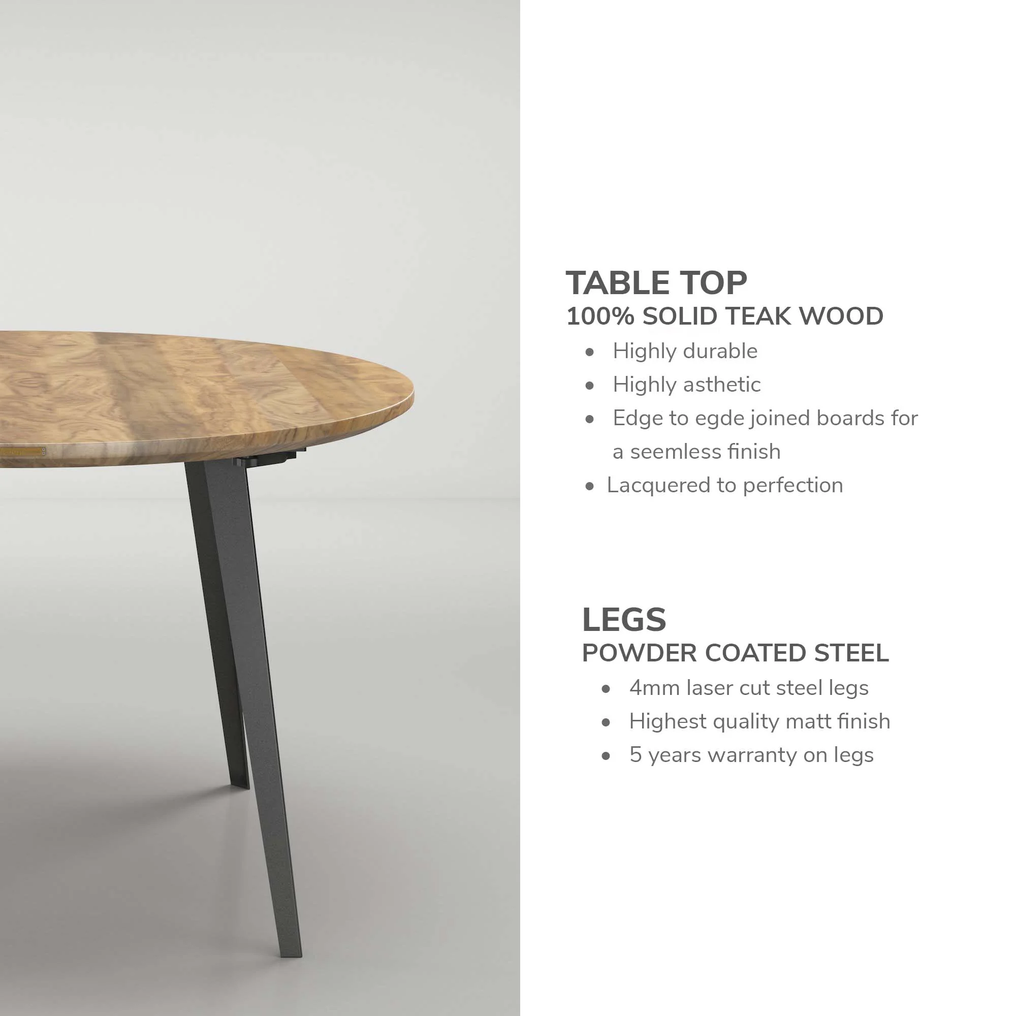 Round Table - Solid Teak - Image 5