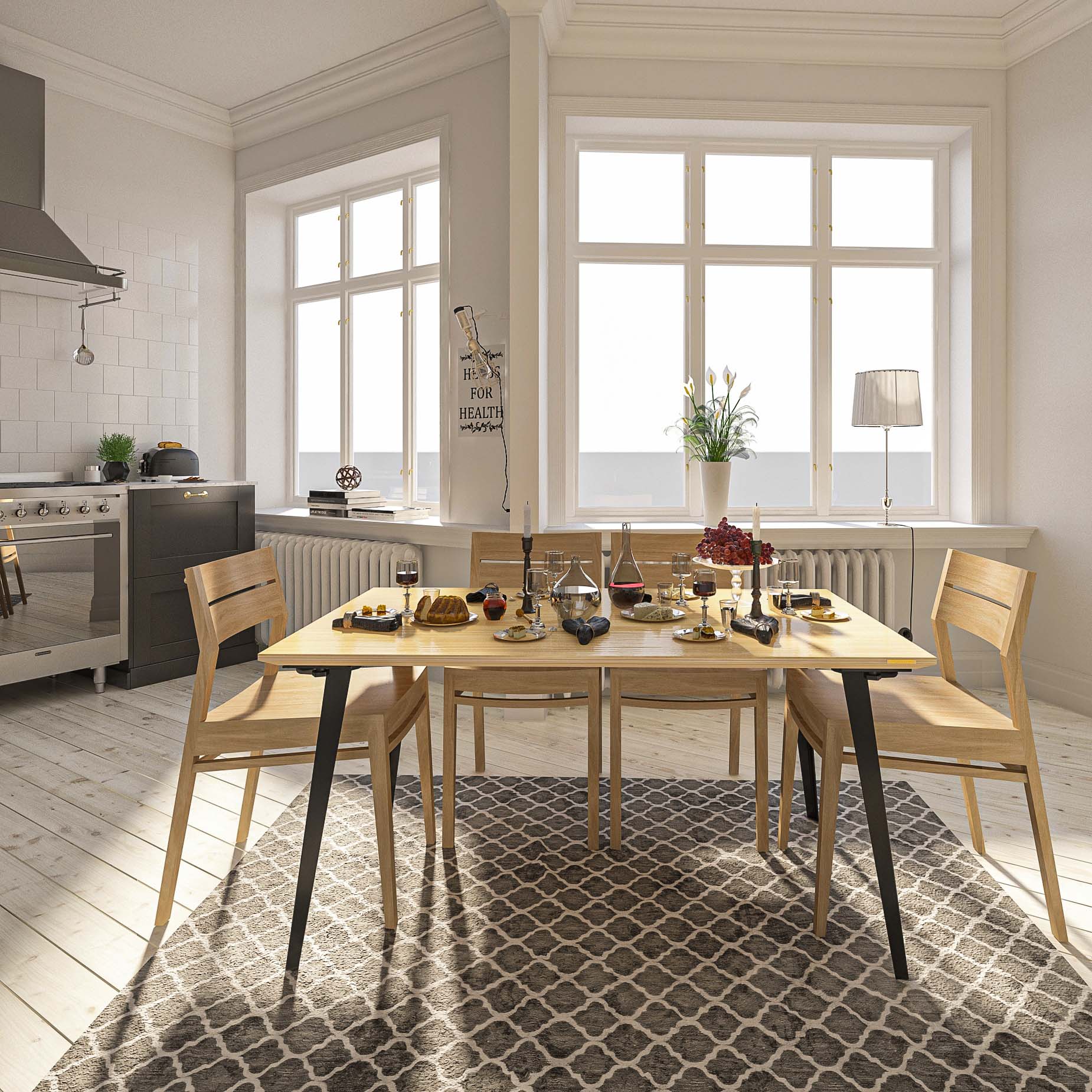Serenity Dining Table (5x3 feet) - White Oak Veneer - Image 7