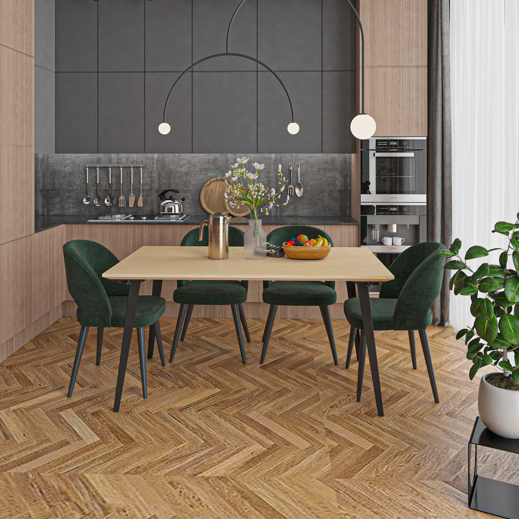 Serenity Dining Table (5x3 feet) - White Oak Veneer - Image 9