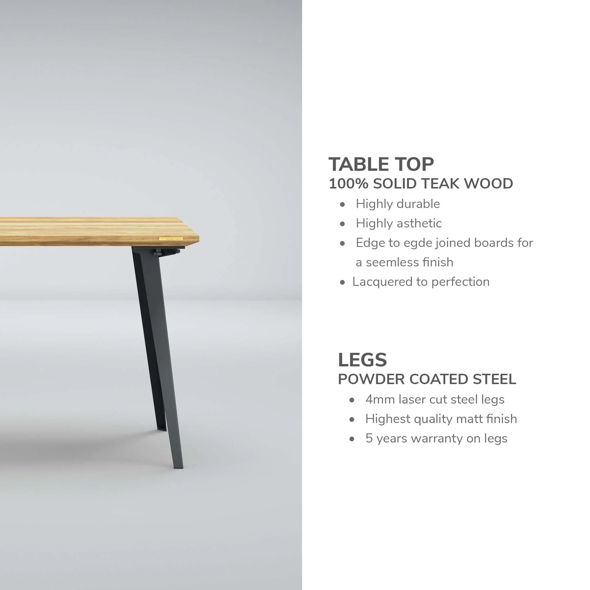 Takeshi Desk Pro (5x2.5 feet) - Solid Teak - Image 7