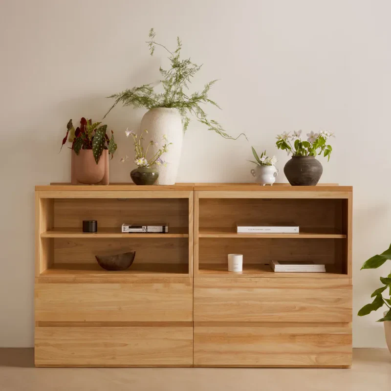 Stava Bedside Table | Solid Walnut/Teak/Oak Wood (Open) | 3 Feet Length - Image 10