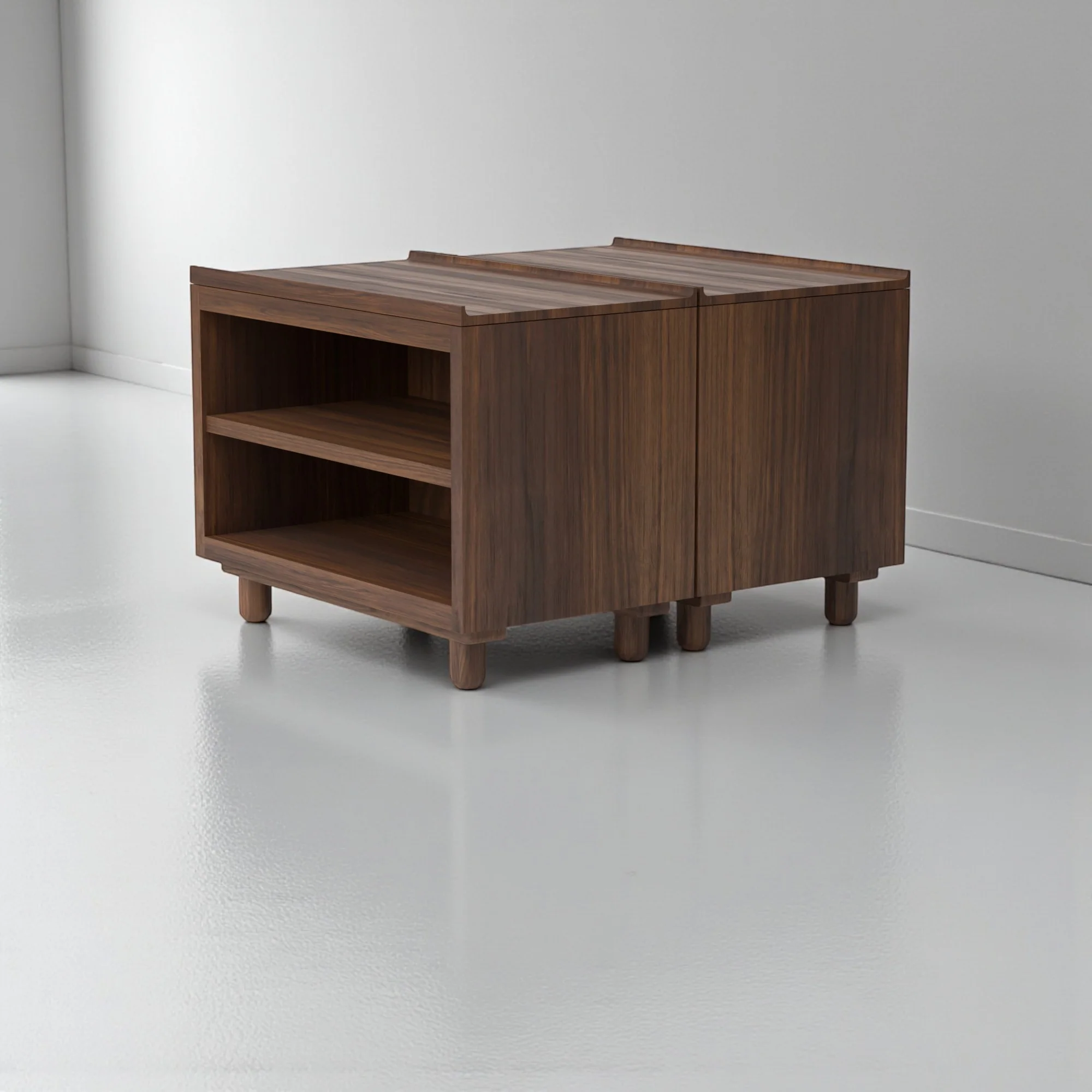 Stava Bedside Table | Solid Walnut/Teak/Oak Wood (Open) | 3 Feet Length - Image 7