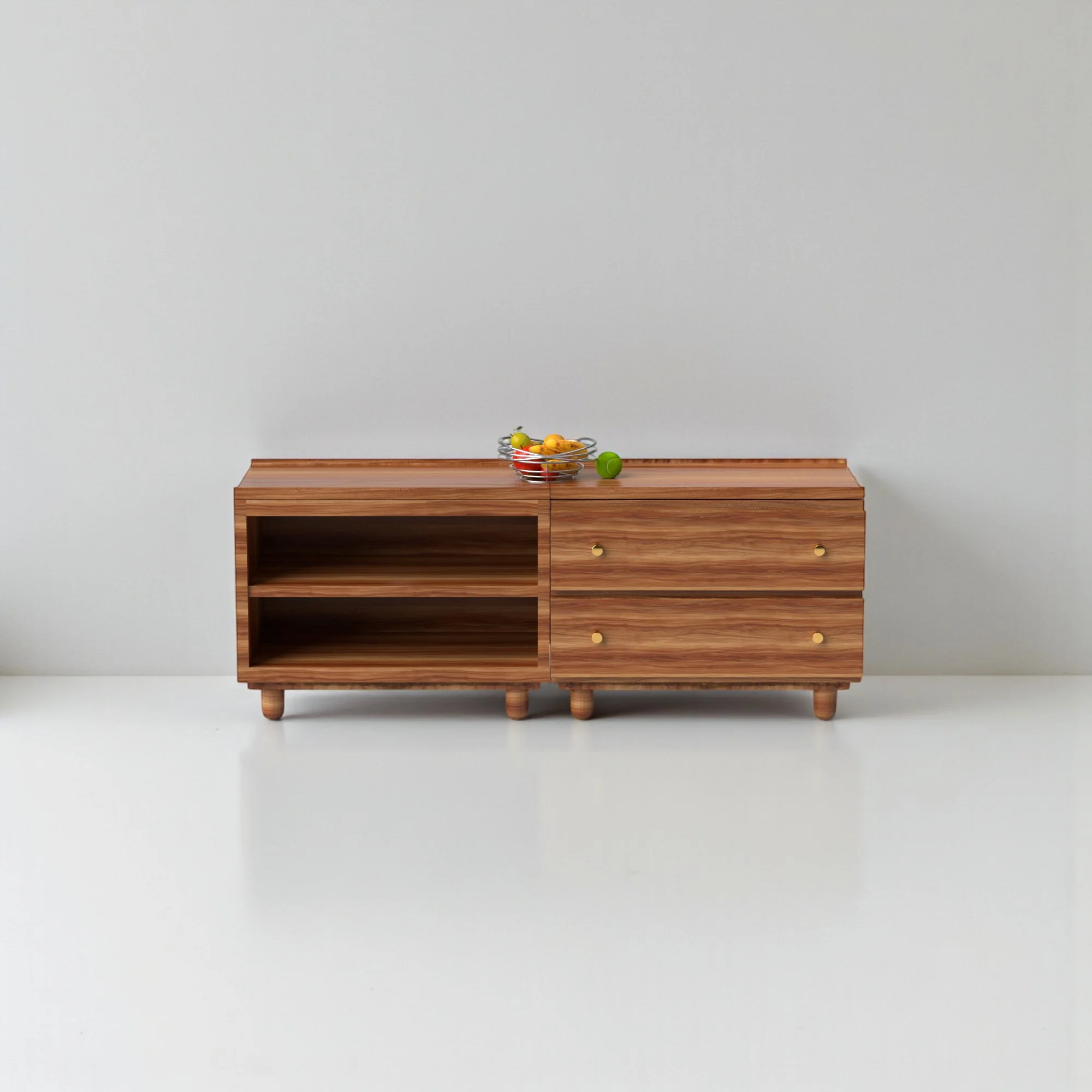Stava Modular Credenza System | Solid Walnut/Teak/Oak Wood (2x2) | 5.5 Feet Length - Image 12