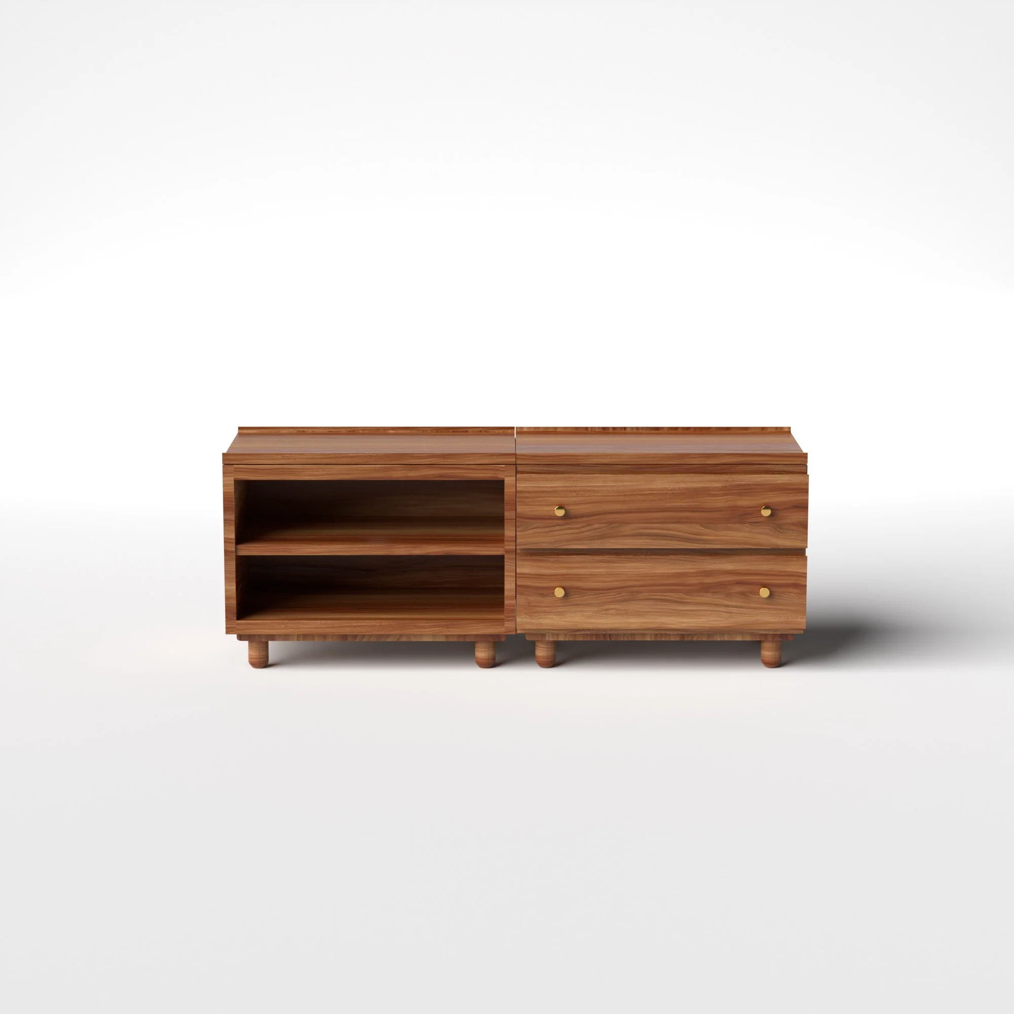 Stava Modular Credenza System | Solid Walnut/Teak/Oak Wood (2x2) | 5.5 Feet Length - Image 13