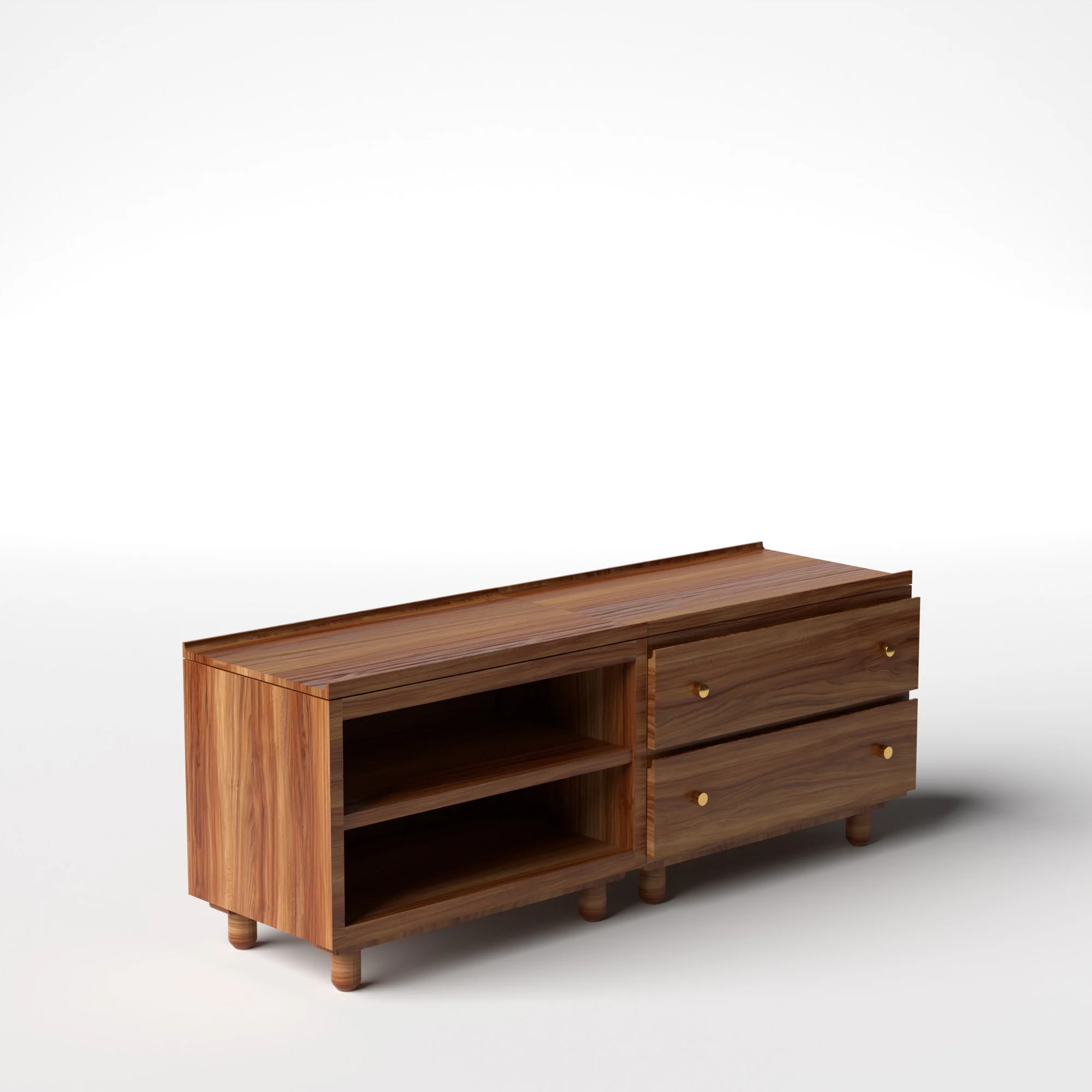 Stava Modular Credenza System | Solid Walnut/Teak/Oak Wood (2x2) | 5.5 Feet Length - Image 16