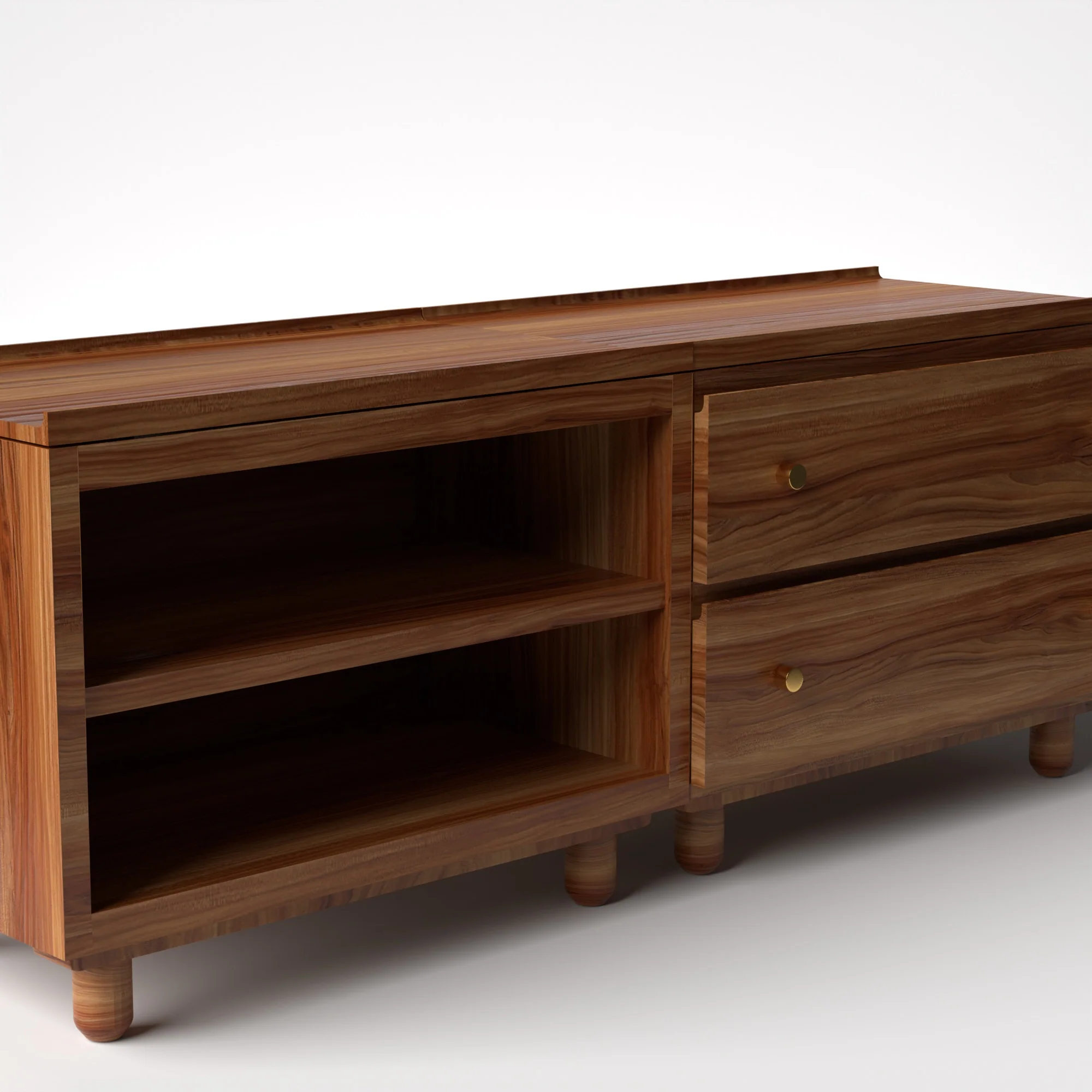 Stava Modular Credenza System | Solid Walnut/Teak/Oak Wood (2x2) | 5.5 Feet Length - Image 17