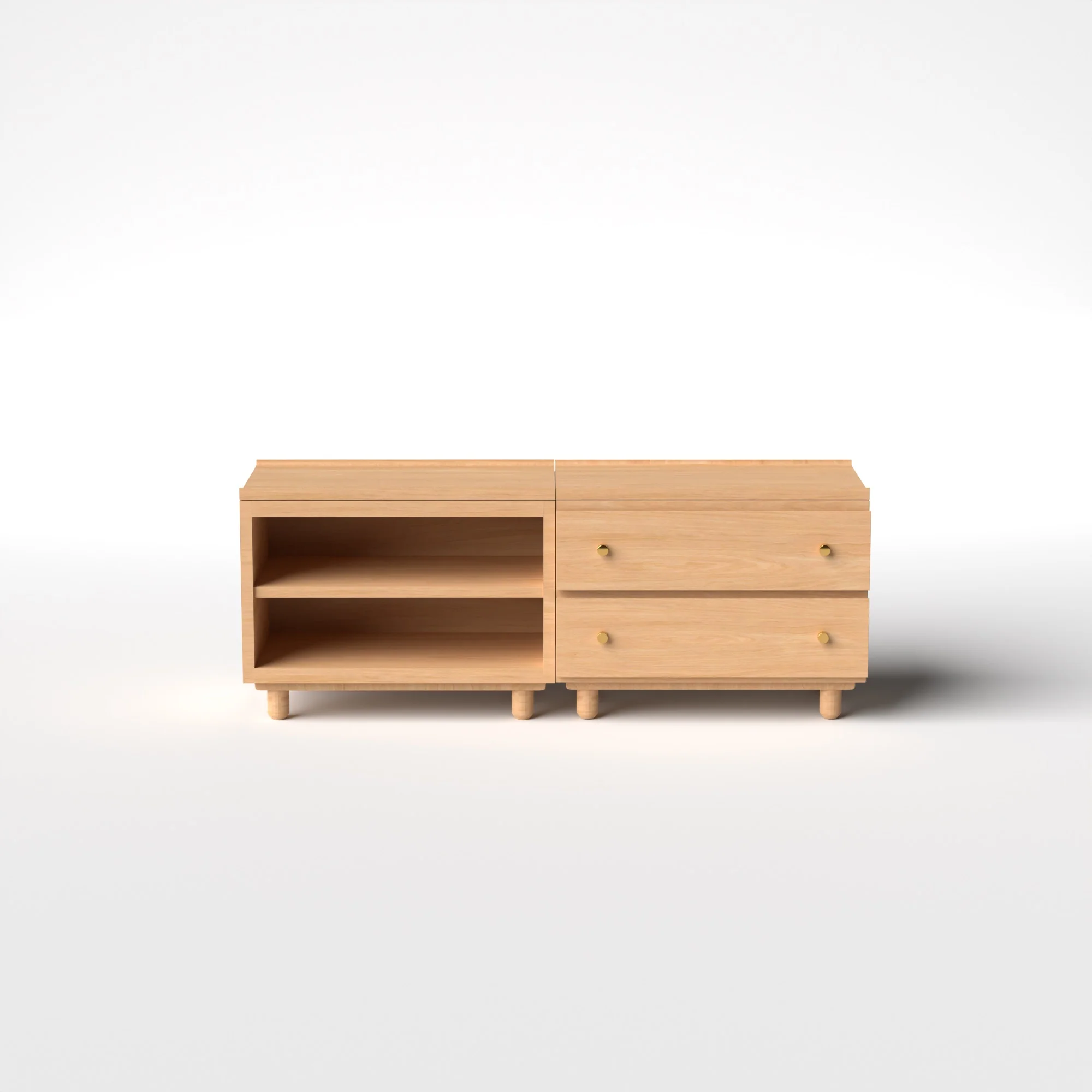 Stava Modular Credenza System | Solid Walnut/Teak/Oak Wood (2x2) | 5.5 Feet Length - Image 23