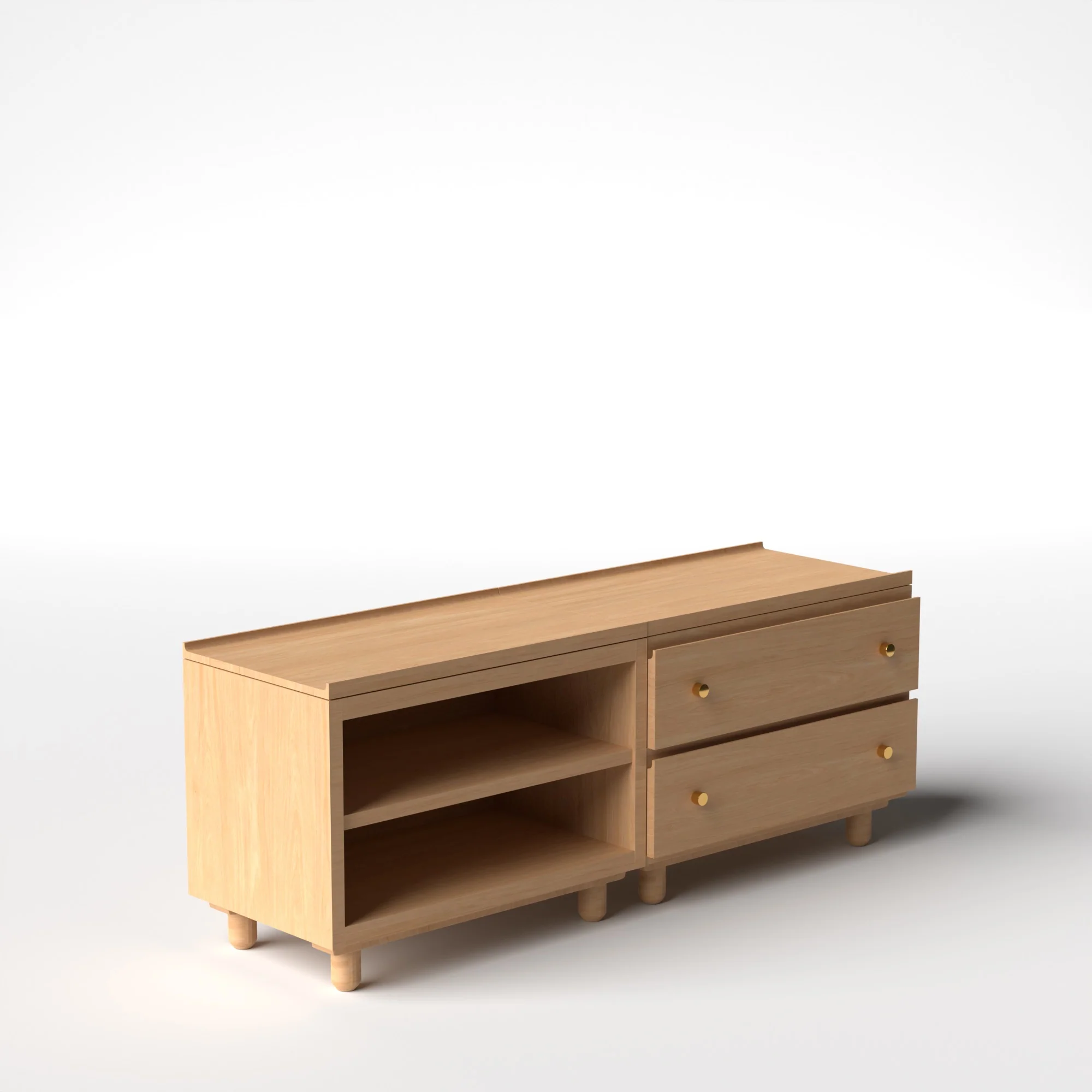 Stava Modular Credenza System | Solid Walnut/Teak/Oak Wood (2x2) | 5.5 Feet Length - Image 24