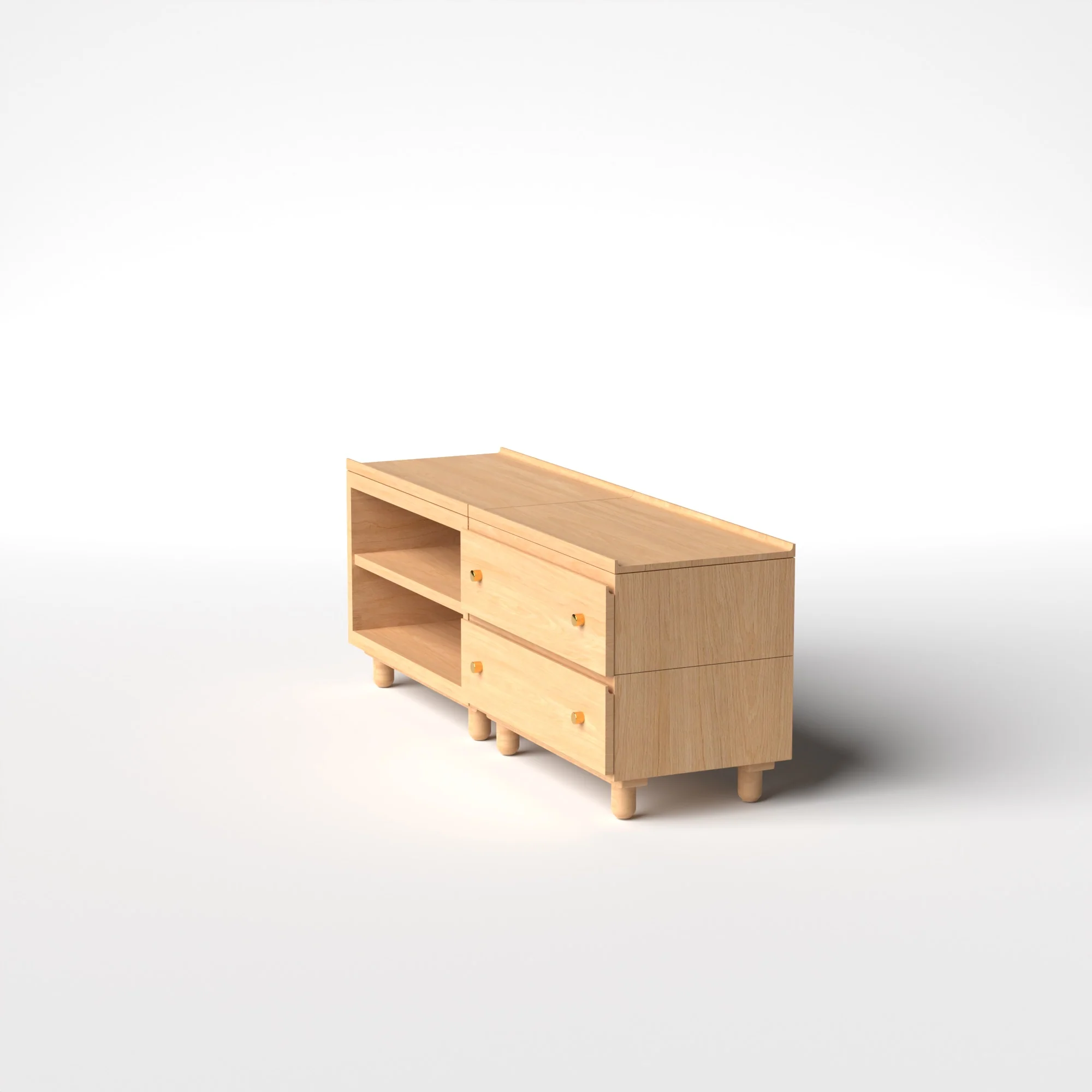 Stava Modular Credenza System | Solid Walnut/Teak/Oak Wood (2x2) | 5.5 Feet Length - Image 25