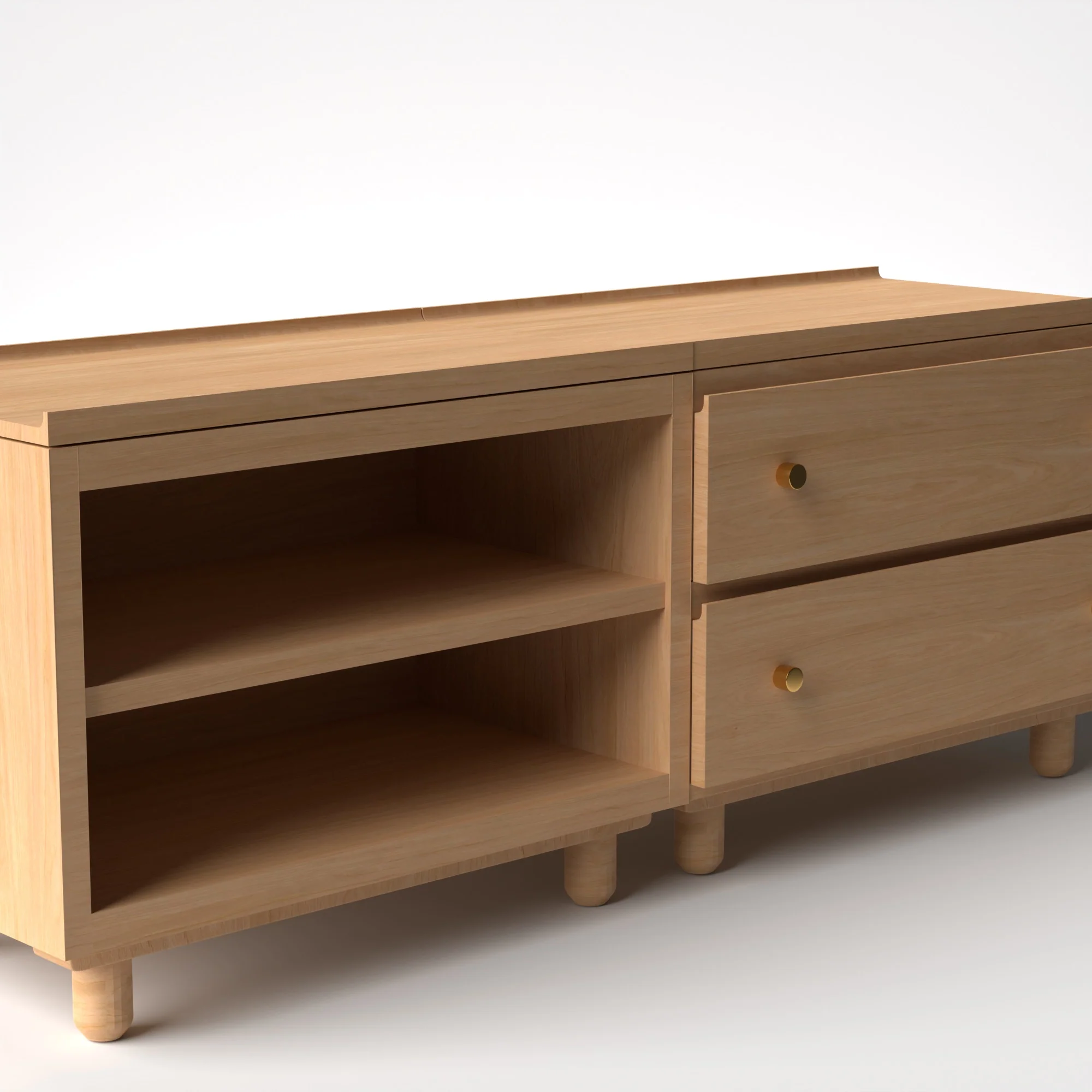 Stava Modular Credenza System | Solid Walnut/Teak/Oak Wood (2x2) | 5.5 Feet Length - Image 27