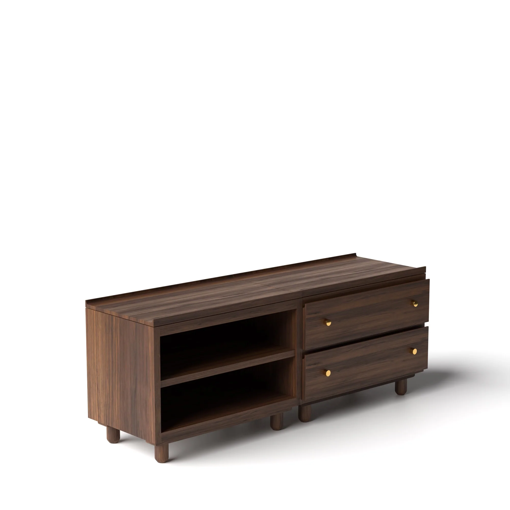 Stava Modular Credenza System | Solid Walnut/Teak/Oak Wood (2x2) | 5.5 Feet Length - Image 4