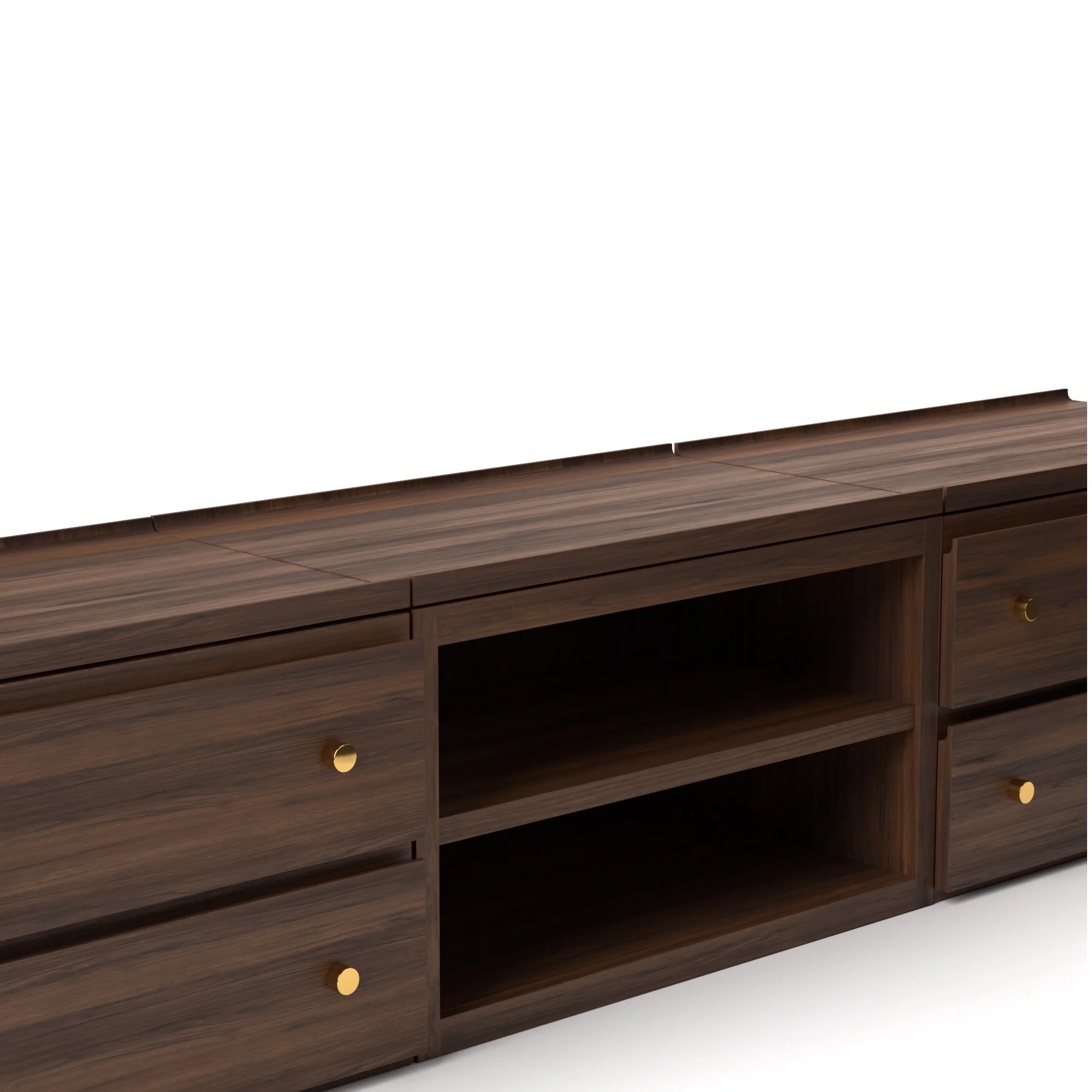 Stava Modular Credenza System | Solid Walnut/Teak/Oak Wood (2x3) | 8 Feet Length - Image 11