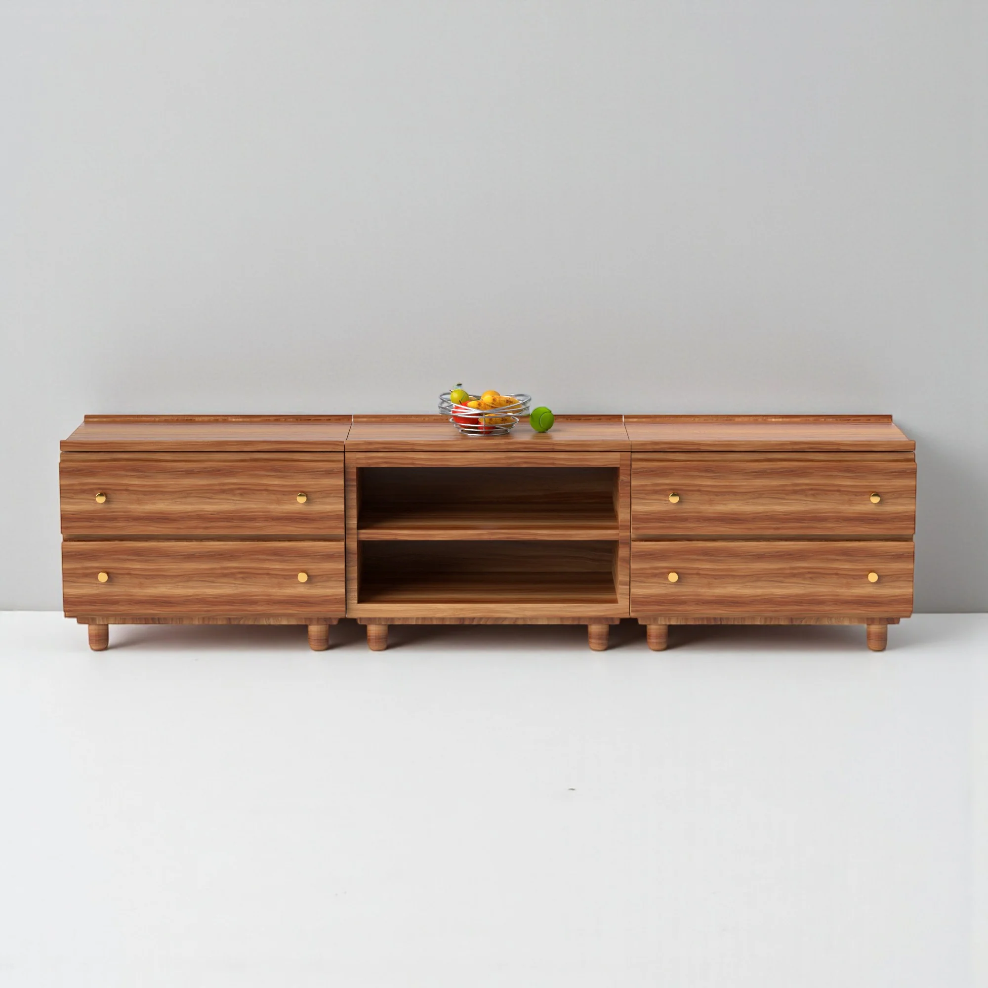 Stava Modular Credenza System | Solid Walnut/Teak/Oak Wood (2x3) | 8 Feet Length - Image 12
