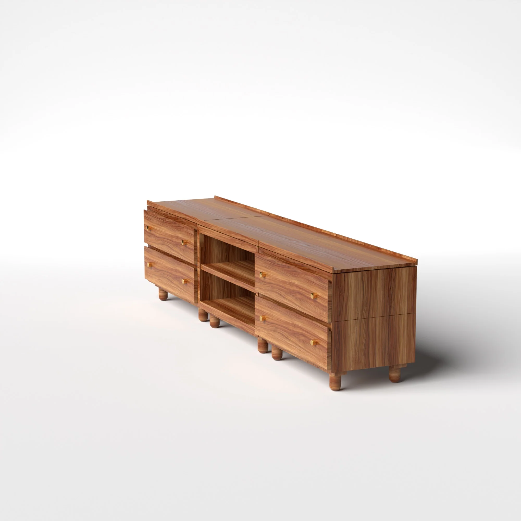 Stava Modular Credenza System | Solid Walnut/Teak/Oak Wood (2x3) | 8 Feet Length - Image 13