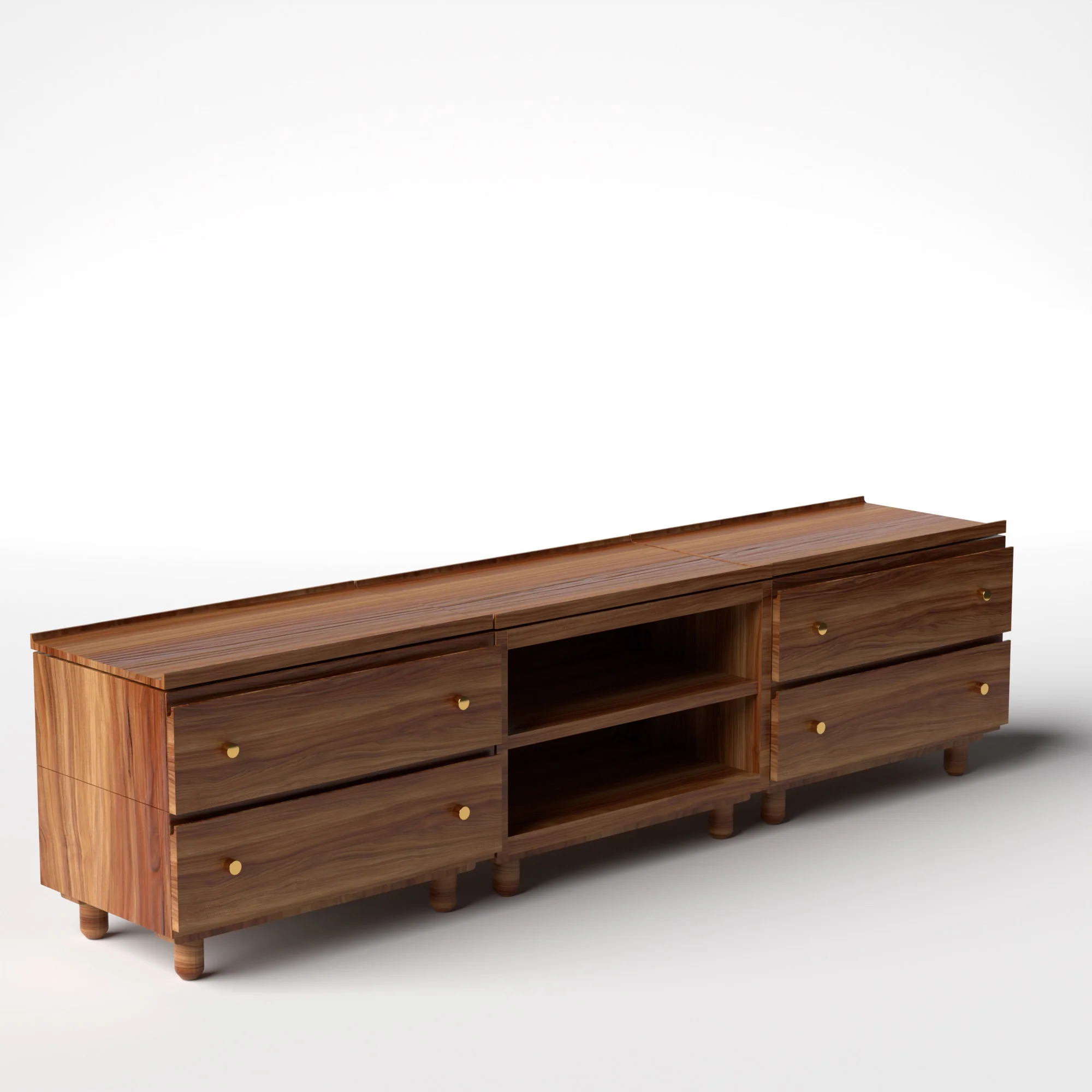 Stava Modular Credenza System | Solid Walnut/Teak/Oak Wood (2x3) | 8 Feet Length - Image 14