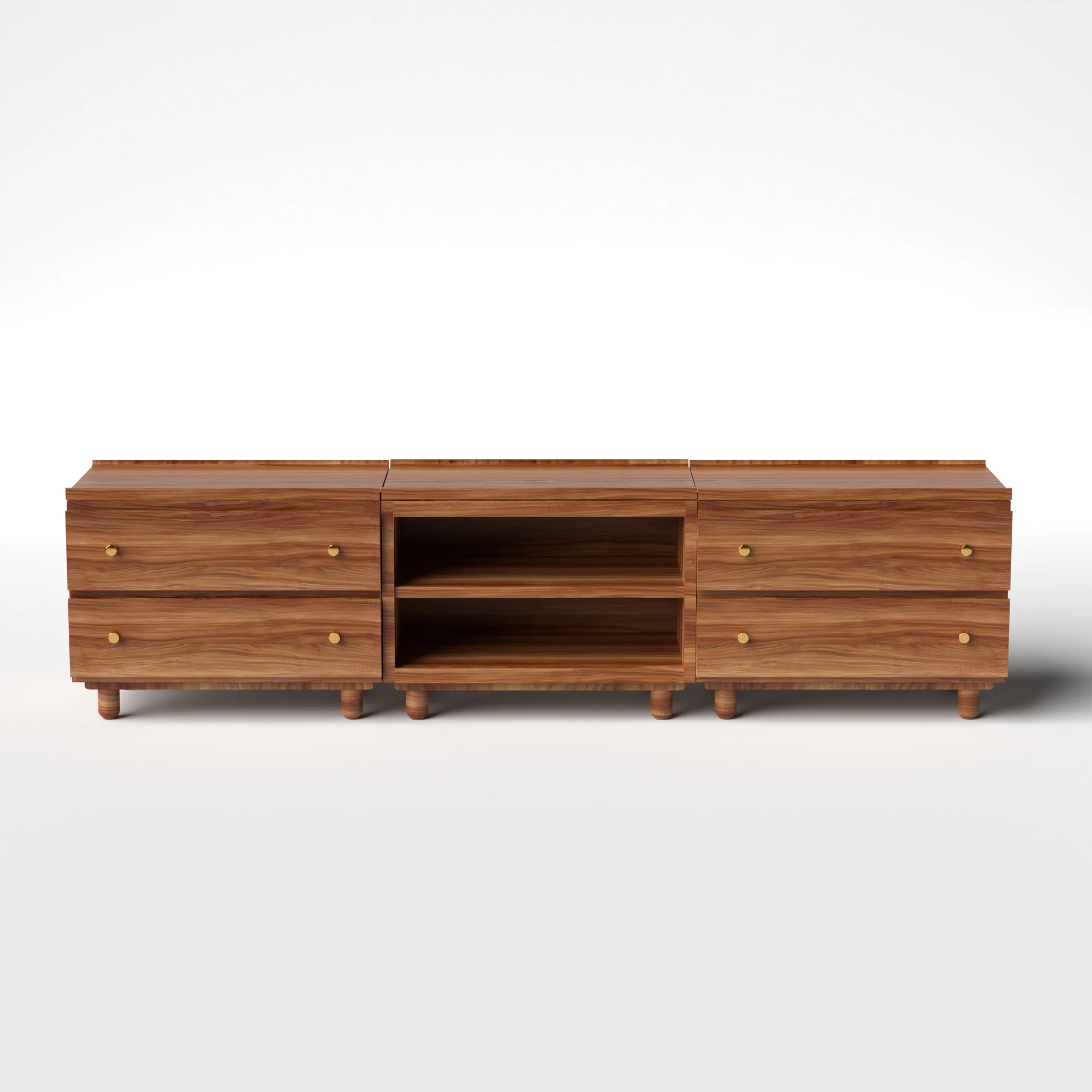 Stava Modular Credenza System | Solid Walnut/Teak/Oak Wood (2x3) | 8 Feet Length - Image 15