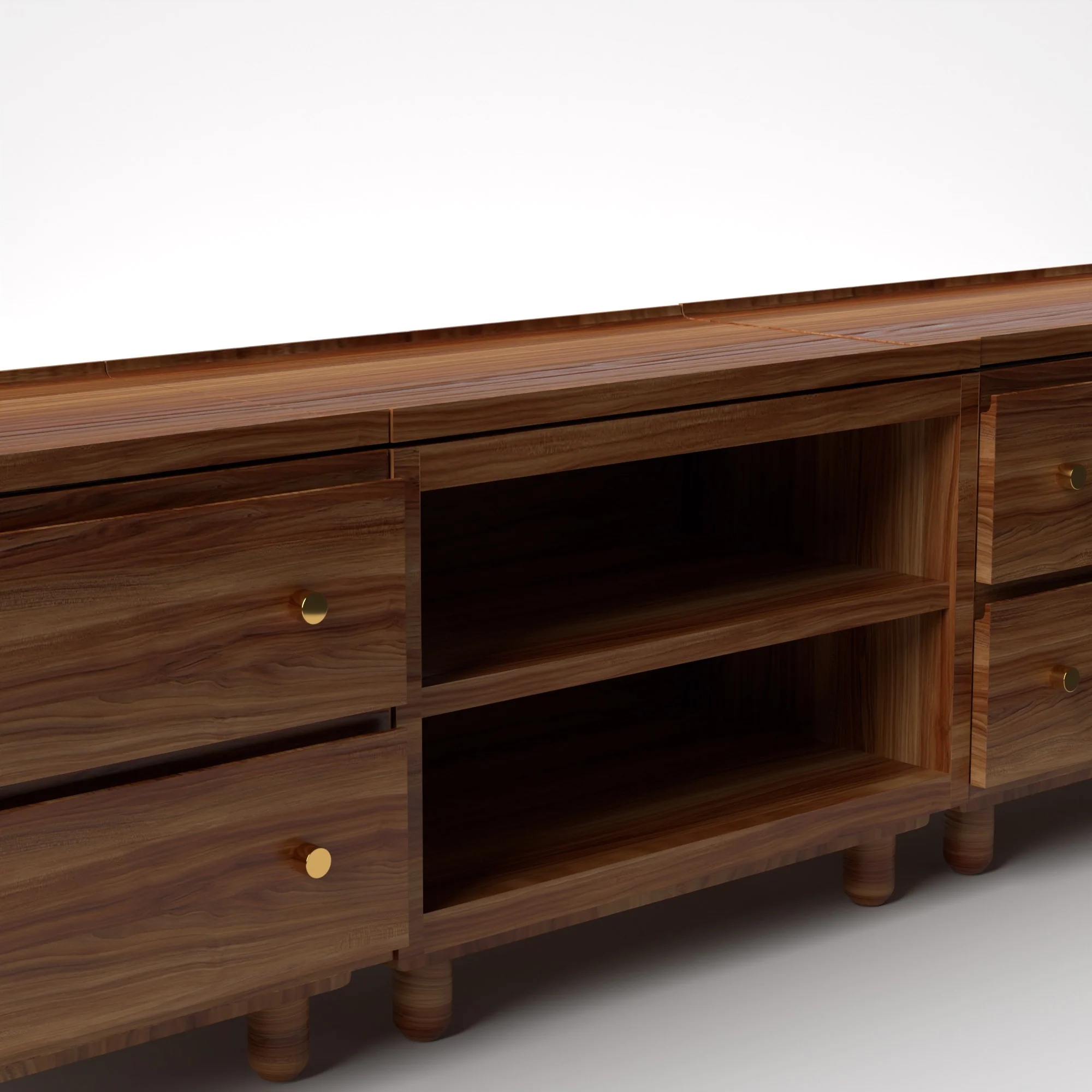 Stava Modular Credenza System | Solid Walnut/Teak/Oak Wood (2x3) | 8 Feet Length - Image 17