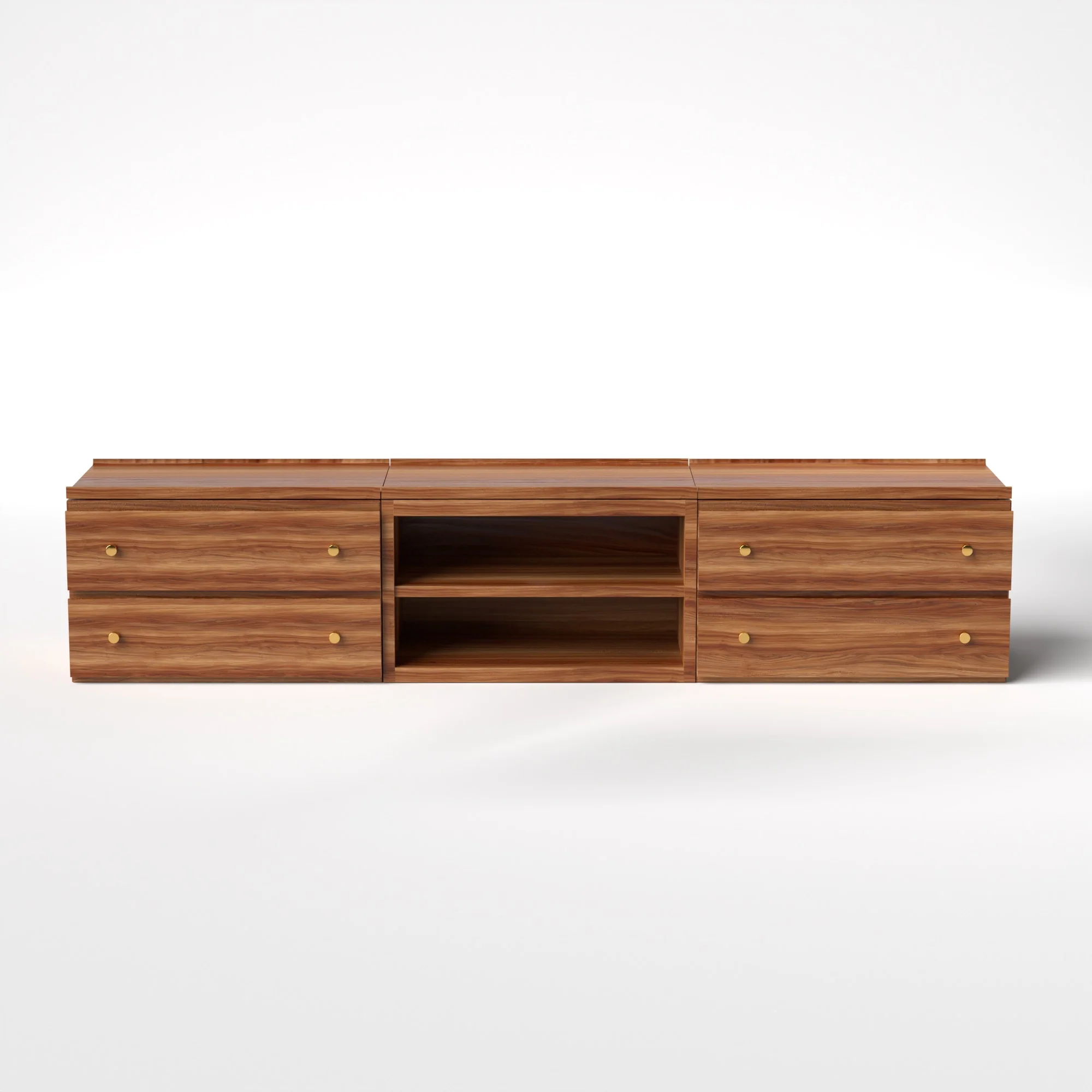 Stava Modular Credenza System | Solid Walnut/Teak/Oak Wood (2x3) | 8 Feet Length - Image 18